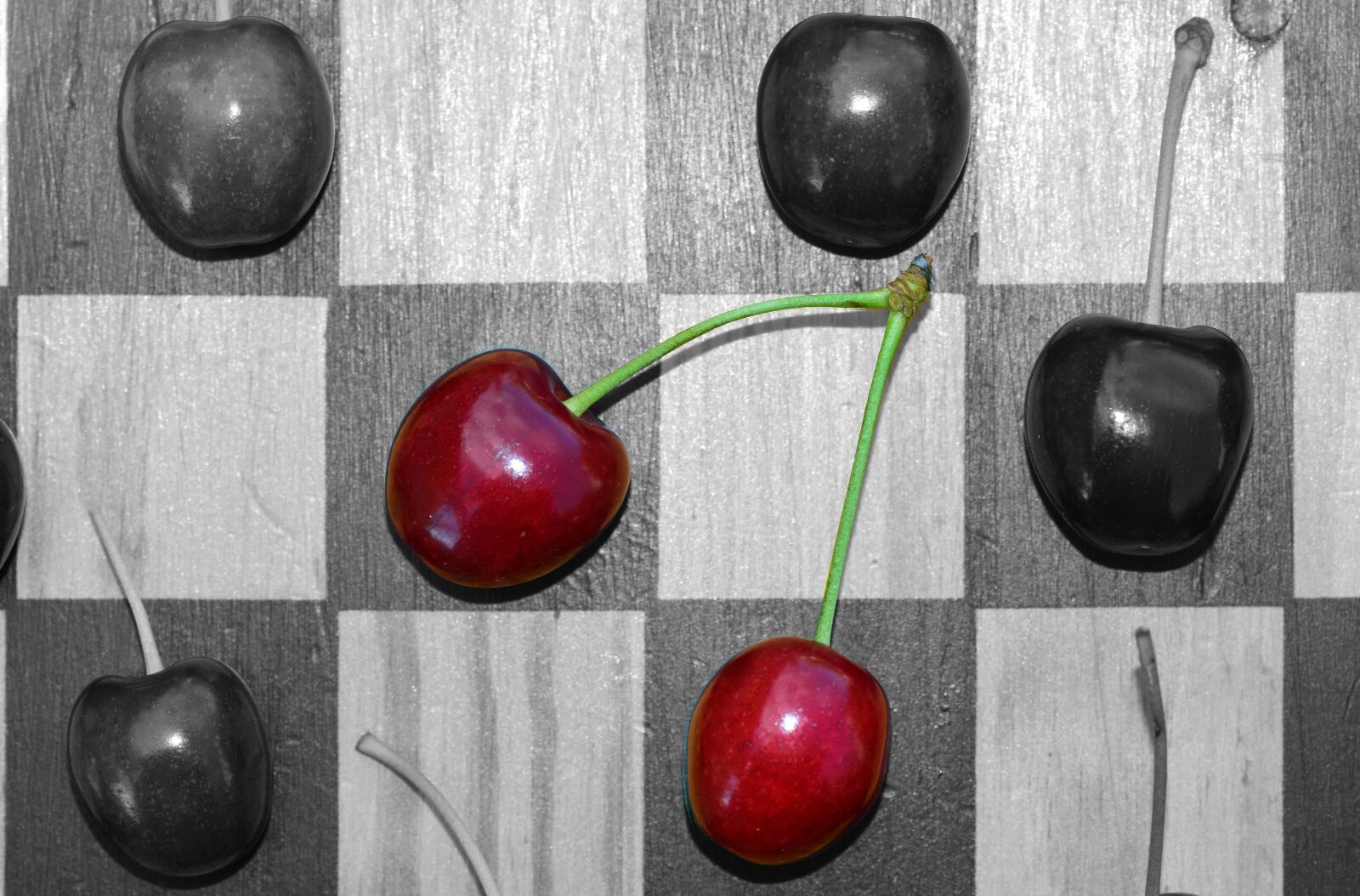 Nikon D3300 sample photo. Cherries, chess board, checkerboard photography