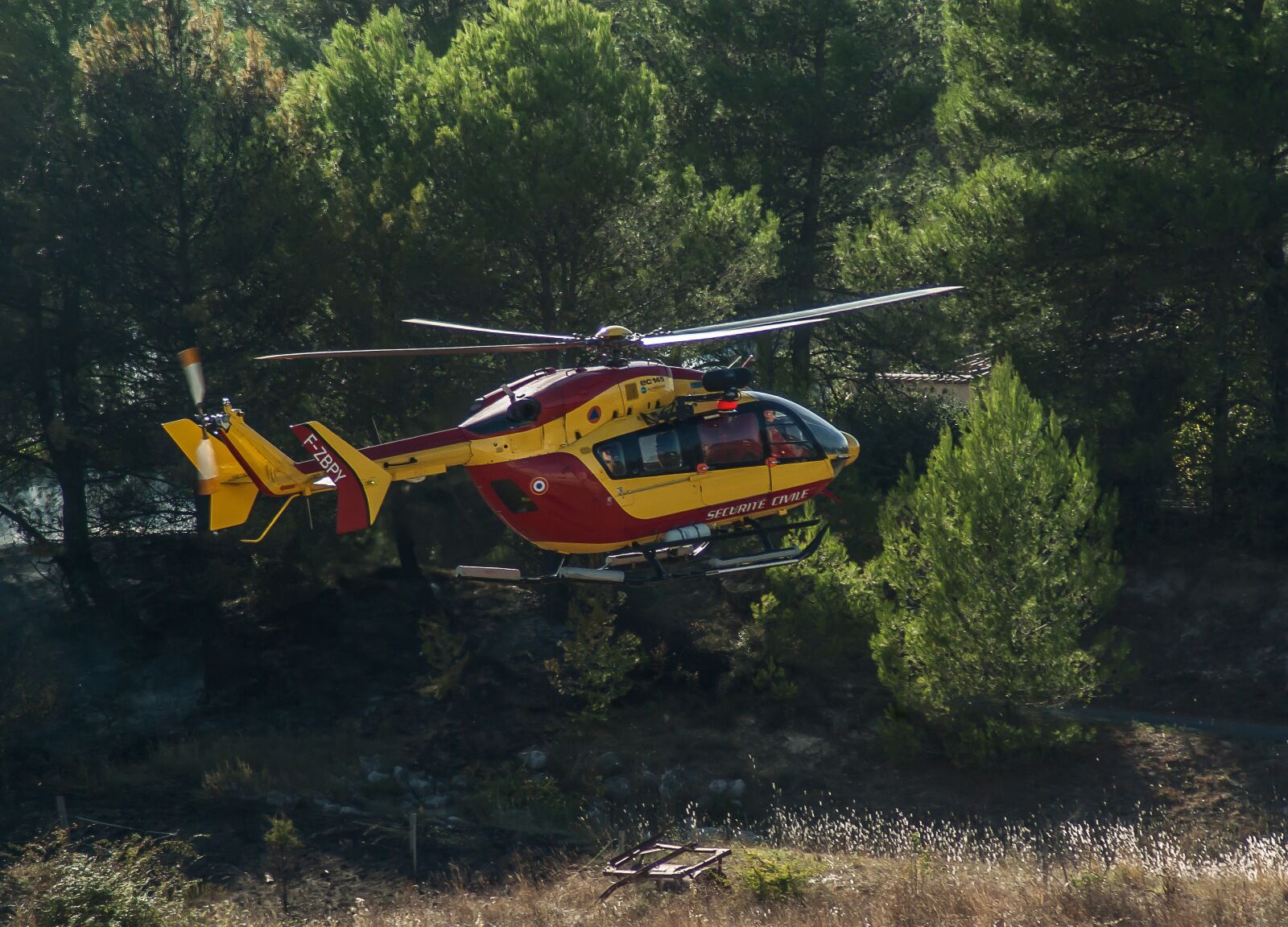 Pentax K10D sample photo. Helicopter, landing, fire department photography