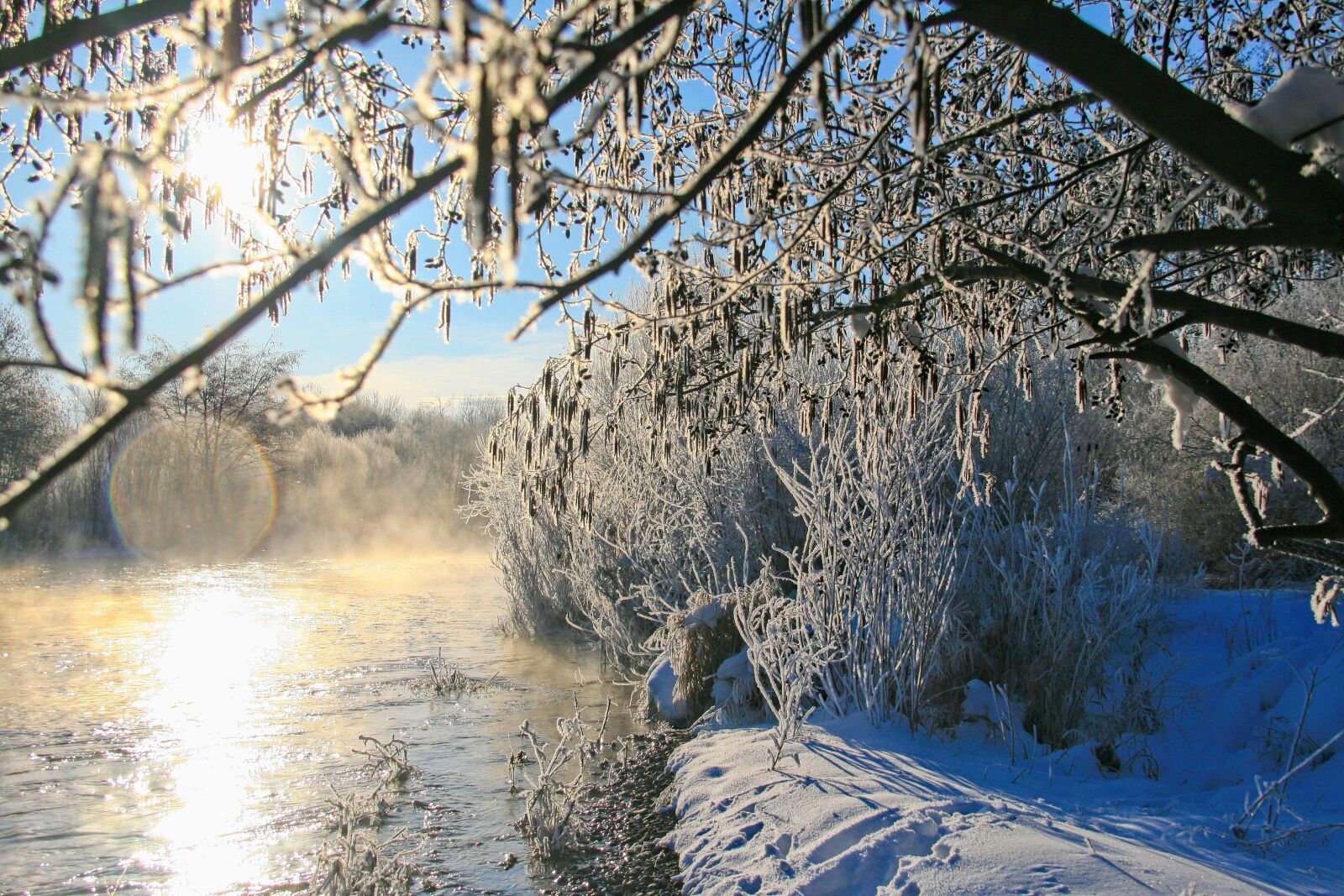 Canon EOS 400D (EOS Digital Rebel XTi / EOS Kiss Digital X) sample photo. River's edge, winter, cold photography