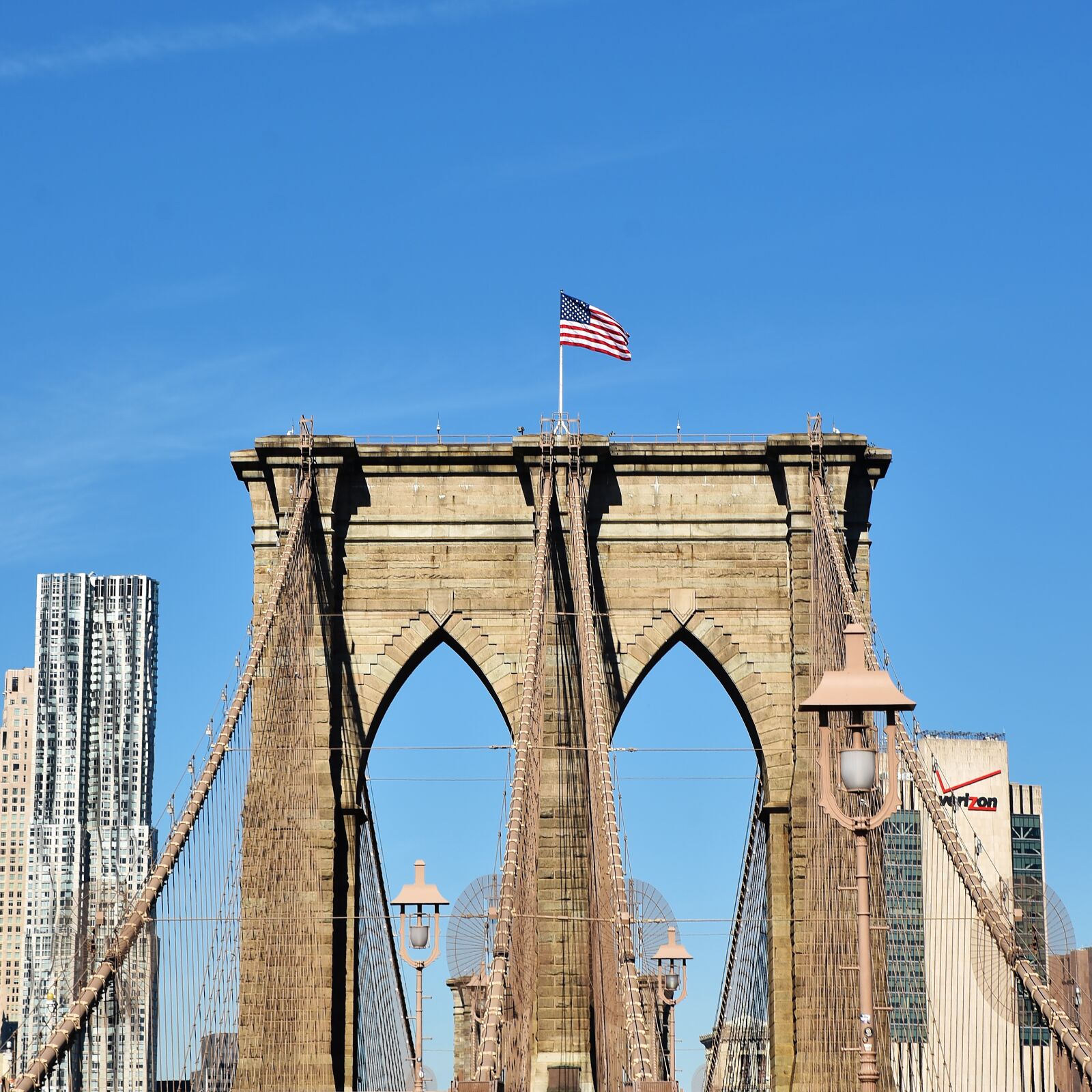 Nikon D750 sample photo. Bridge, brooklyn, flag photography