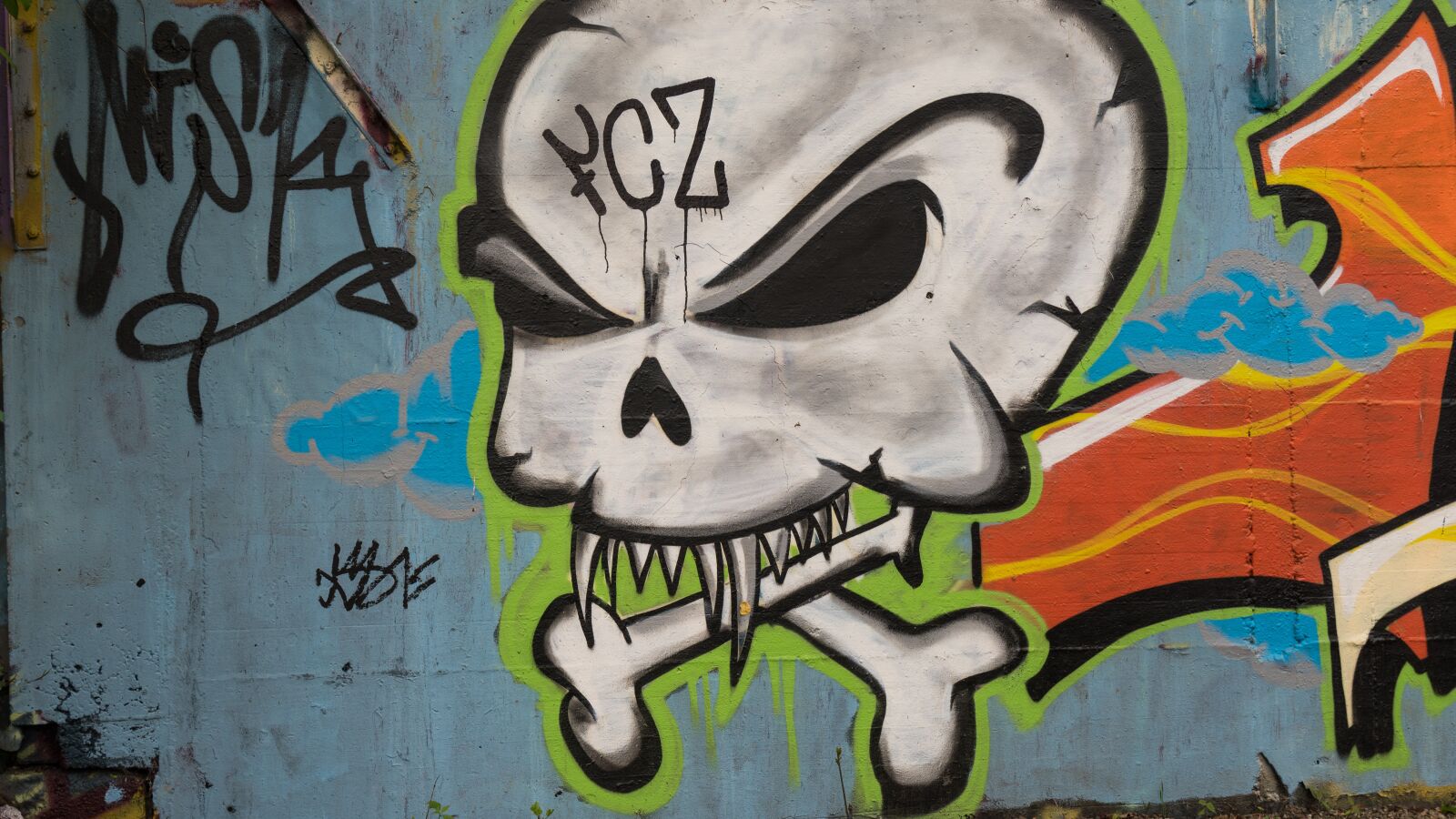 Sony a6500 + Sony Vario-Tessar T* E 16-70mm F4 ZA OSS sample photo. Graffiti, decoration, skull and photography