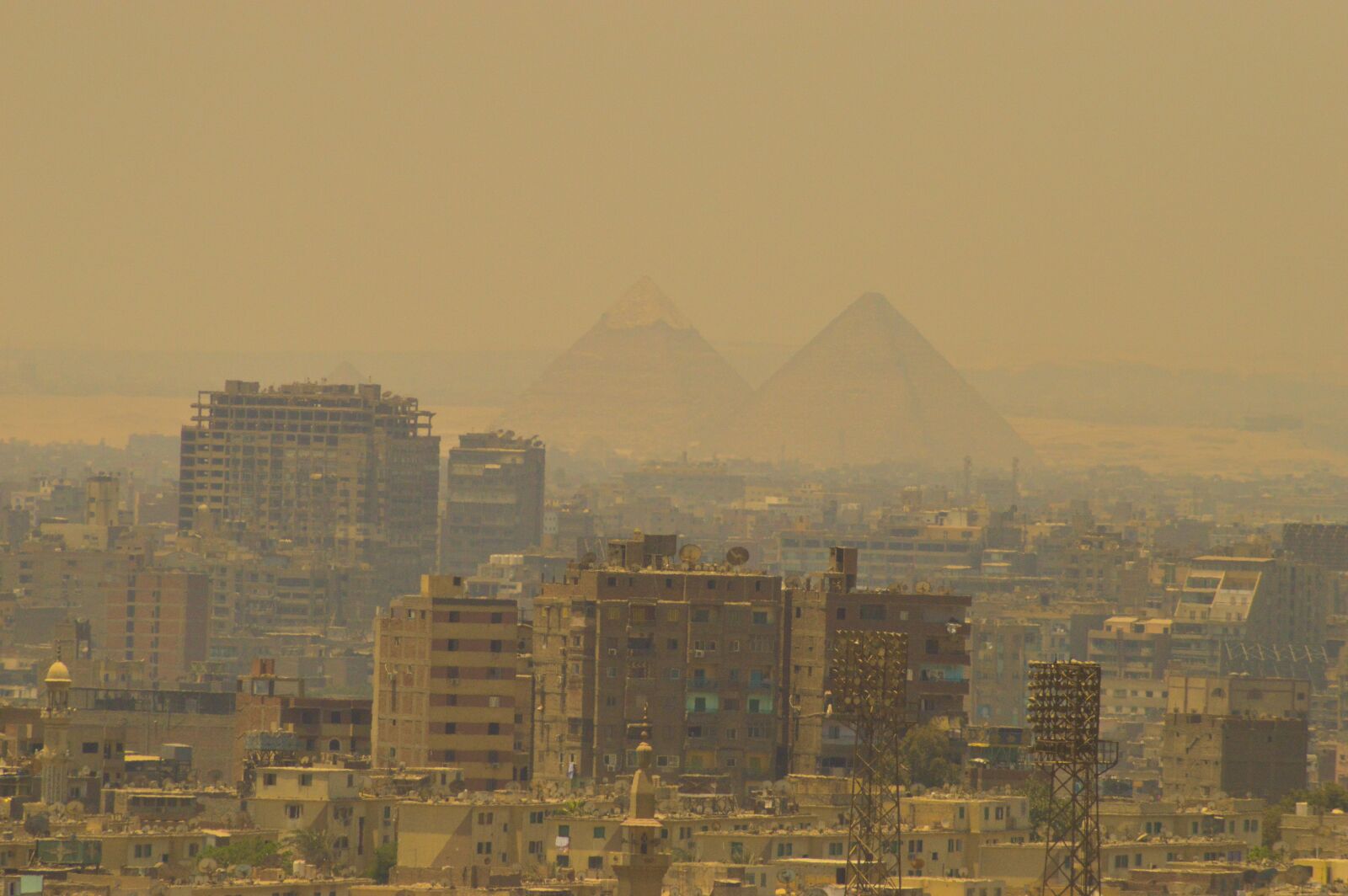 Nikon D3200 sample photo. Urban, smog, pyramids photography