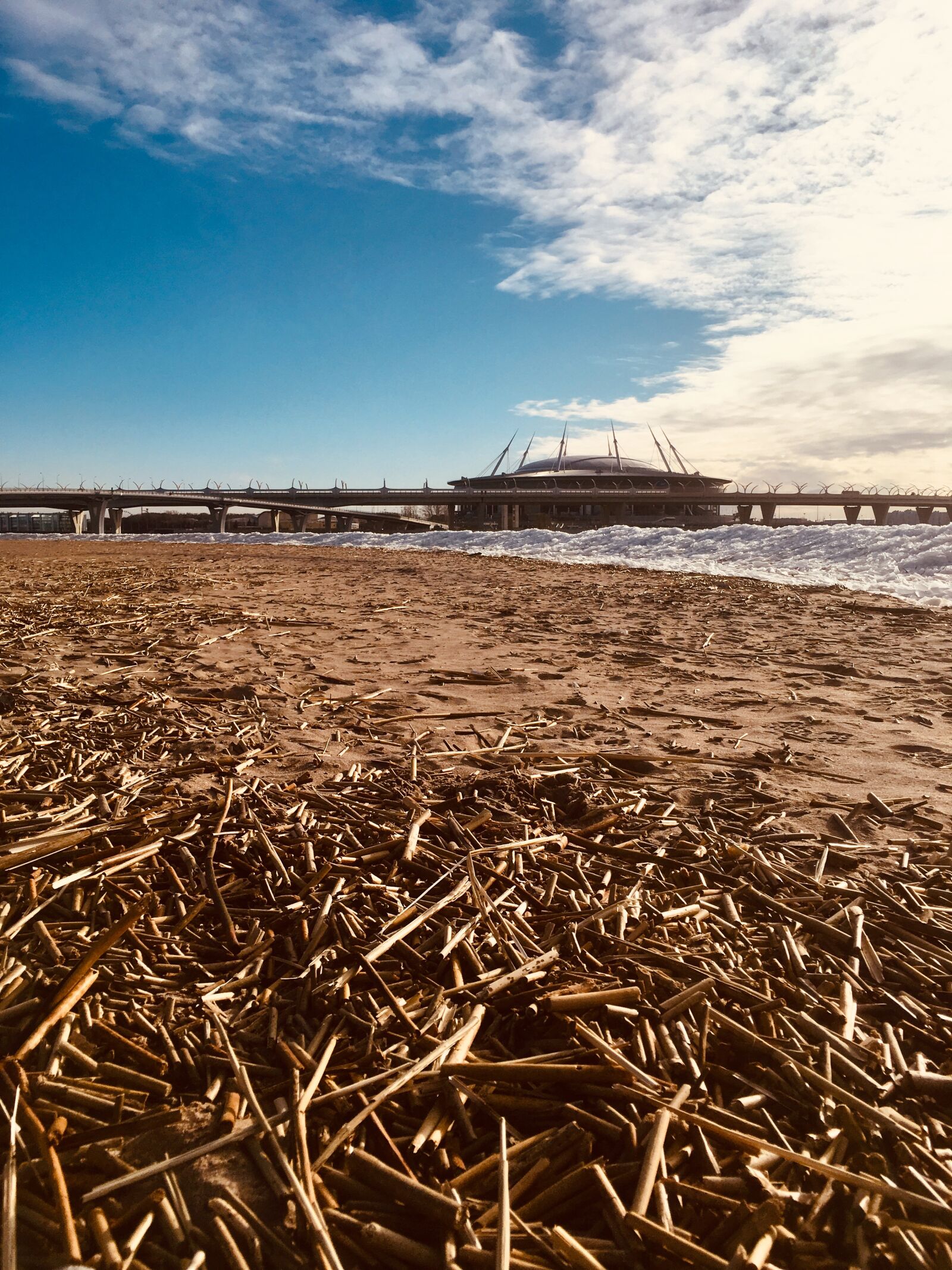 Apple iPhone 6s sample photo. Winter, stadium, sky photography