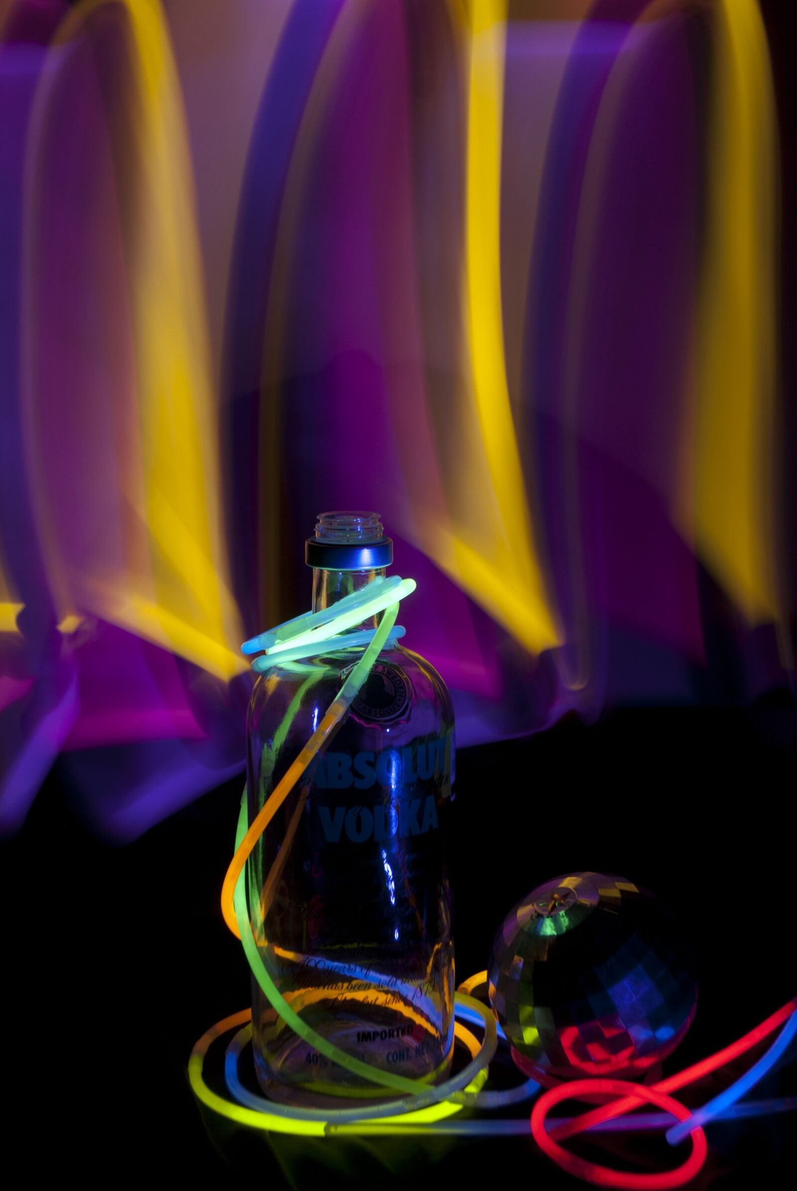 Nikon D80 sample photo. Party, neon, bottle photography