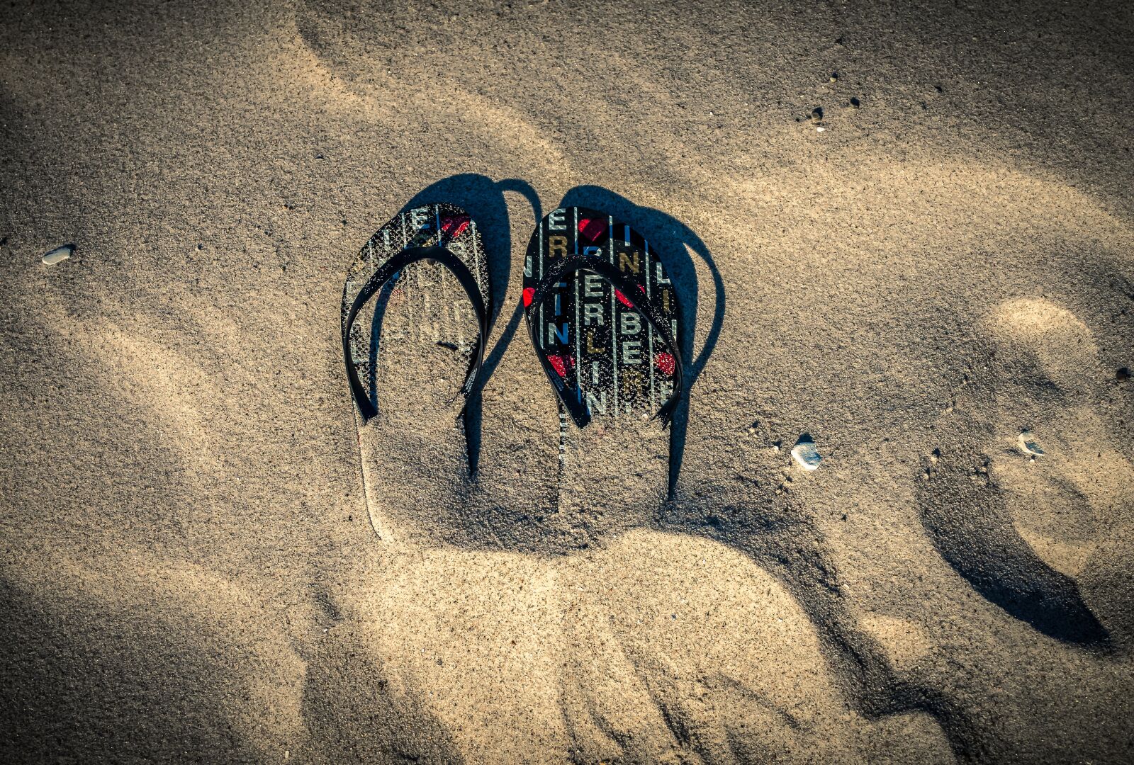 Sony a7 II + Sony FE 28-70mm F3.5-5.6 OSS sample photo. Flip flops, sand, beach photography