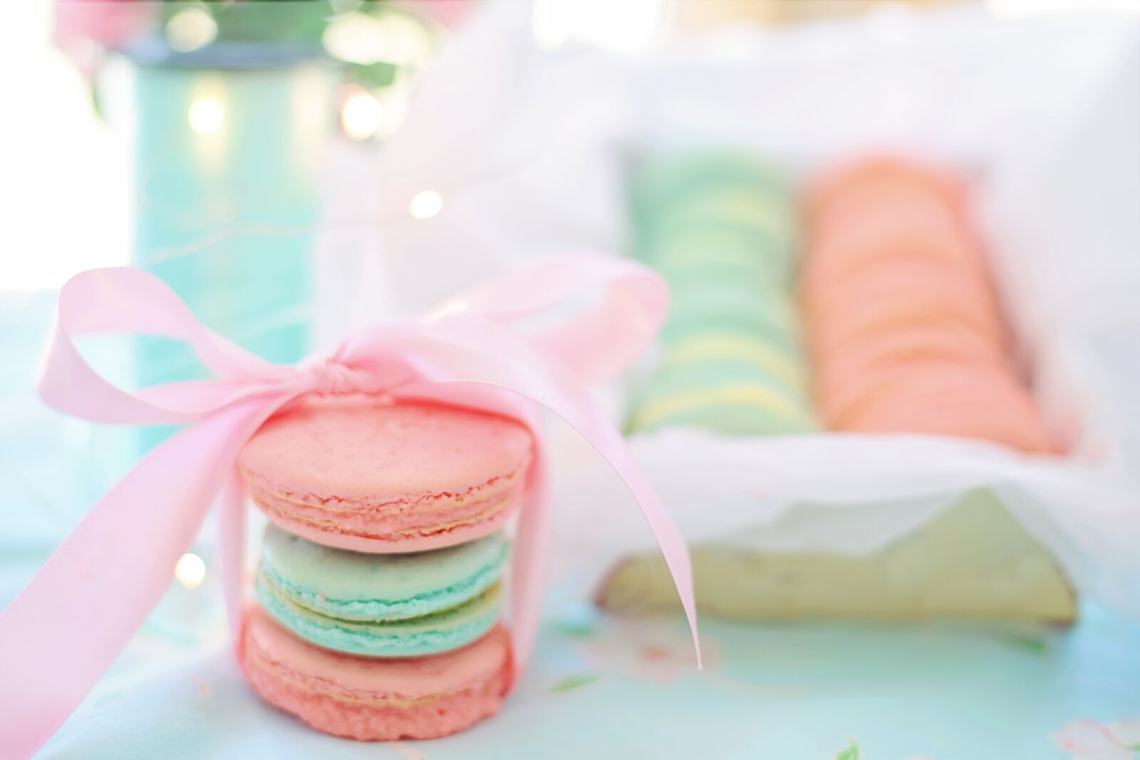 Canon EF 50mm F1.4 USM sample photo. Macarons, pink, aqua photography