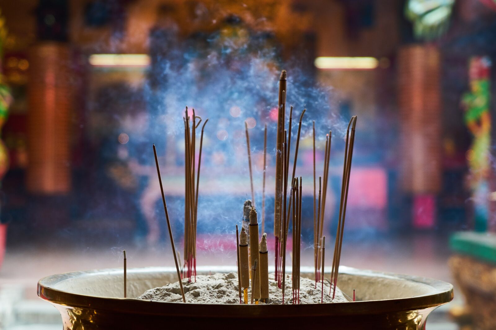 Sony a7R II sample photo. Incense, prayer, buddhism photography