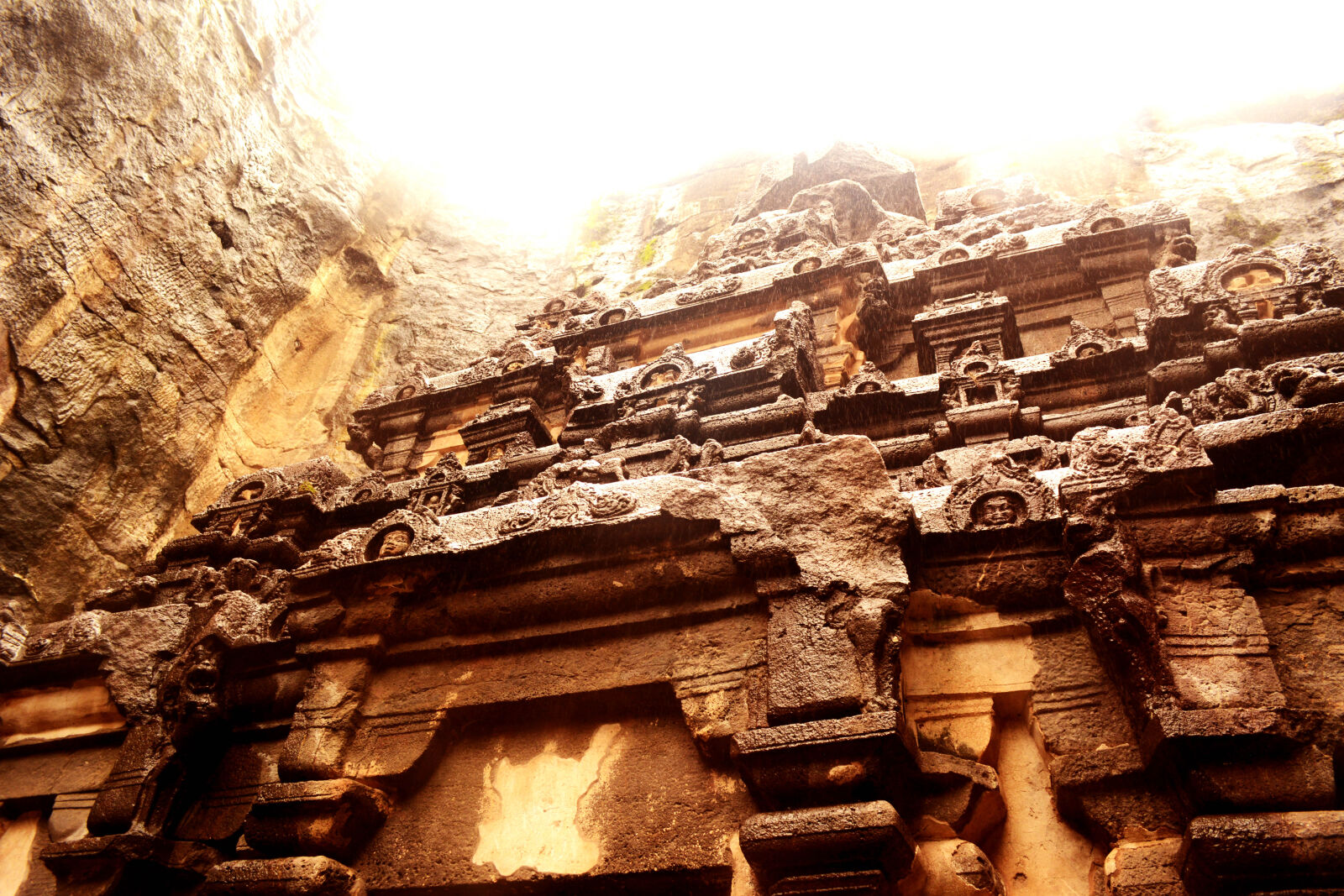 Nikon D5200 sample photo. Ancient, carved, stones, raining photography