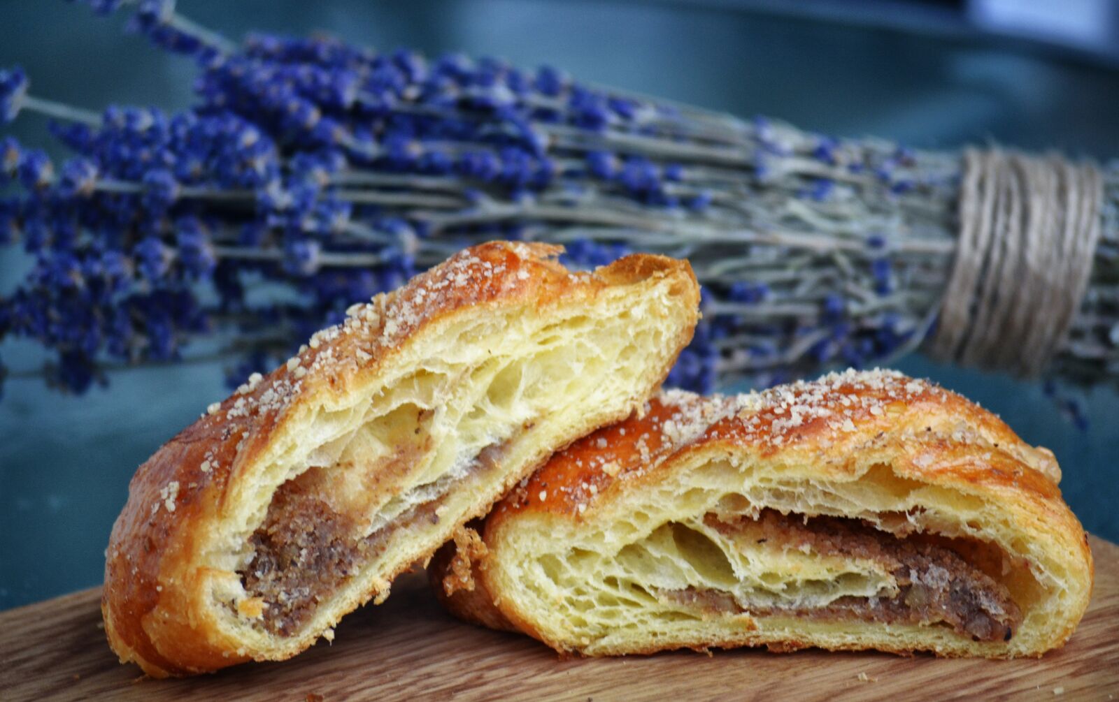 Nikon D3100 sample photo. Croissant, lavender, food photography