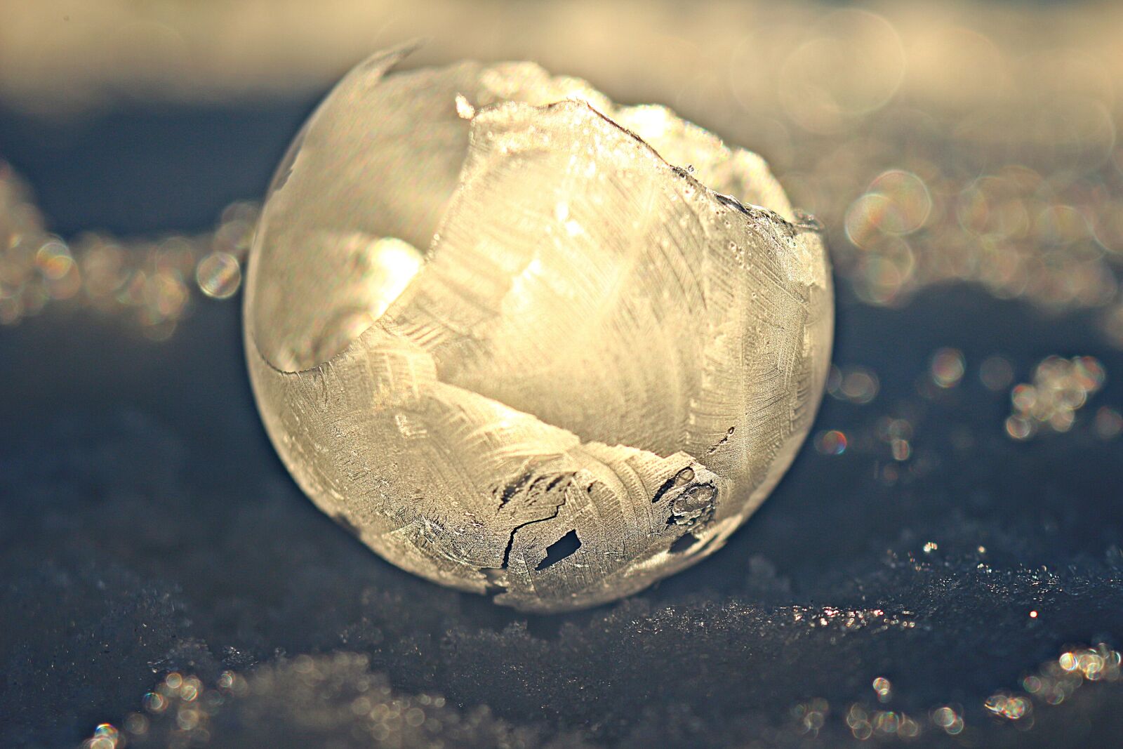 Canon EOS 100D (EOS Rebel SL1 / EOS Kiss X7) sample photo. Eiskristalle, soap bubble, frost photography
