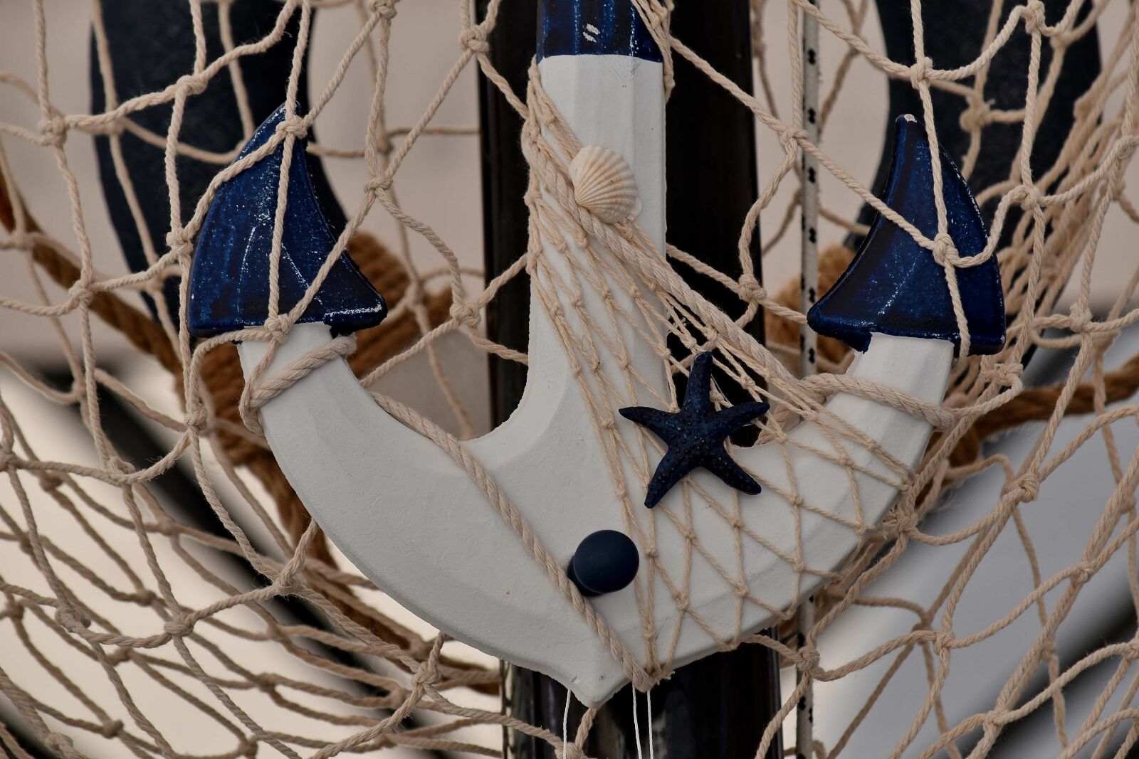 Nikon D5500 sample photo. Anchor, handmade, rope, seashell photography