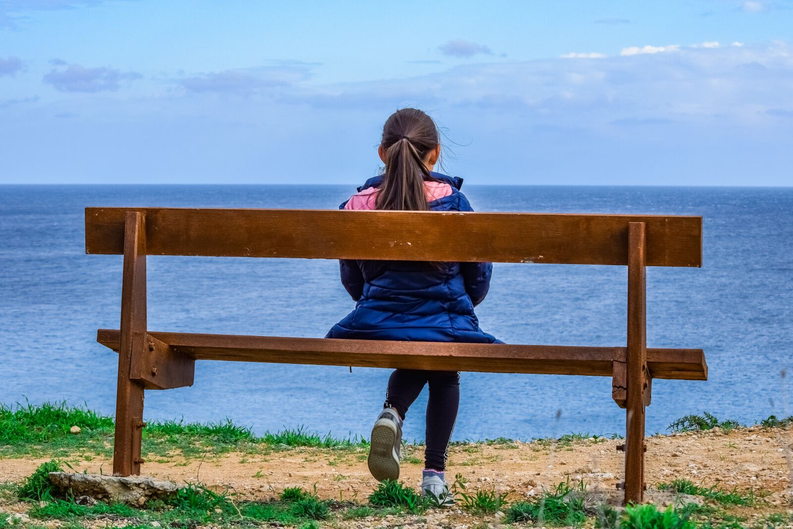 Nikon D3300 sample photo. Girl, bench, sea photography