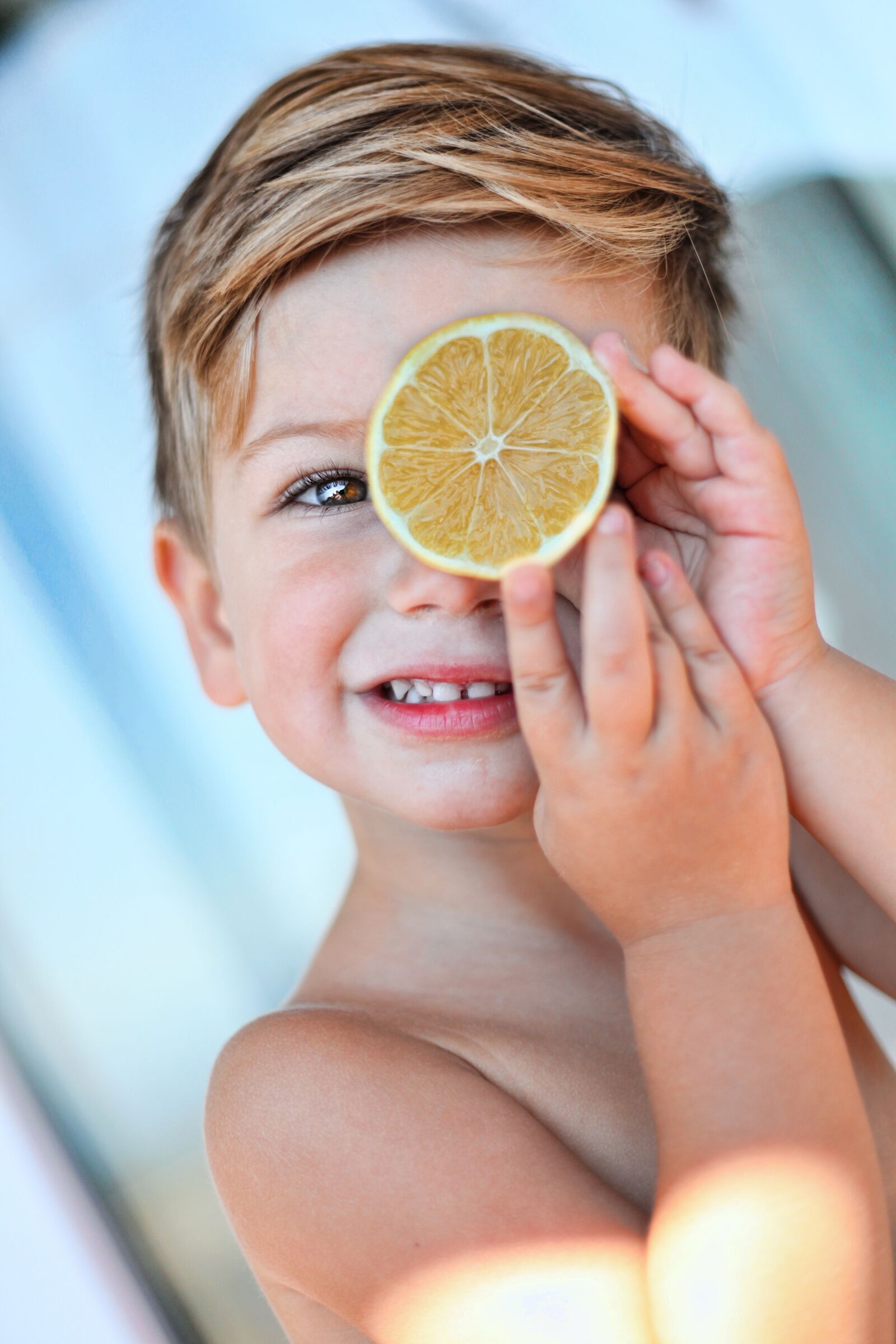 Canon EOS 5D Mark II sample photo. Lemon, kid, boy photography