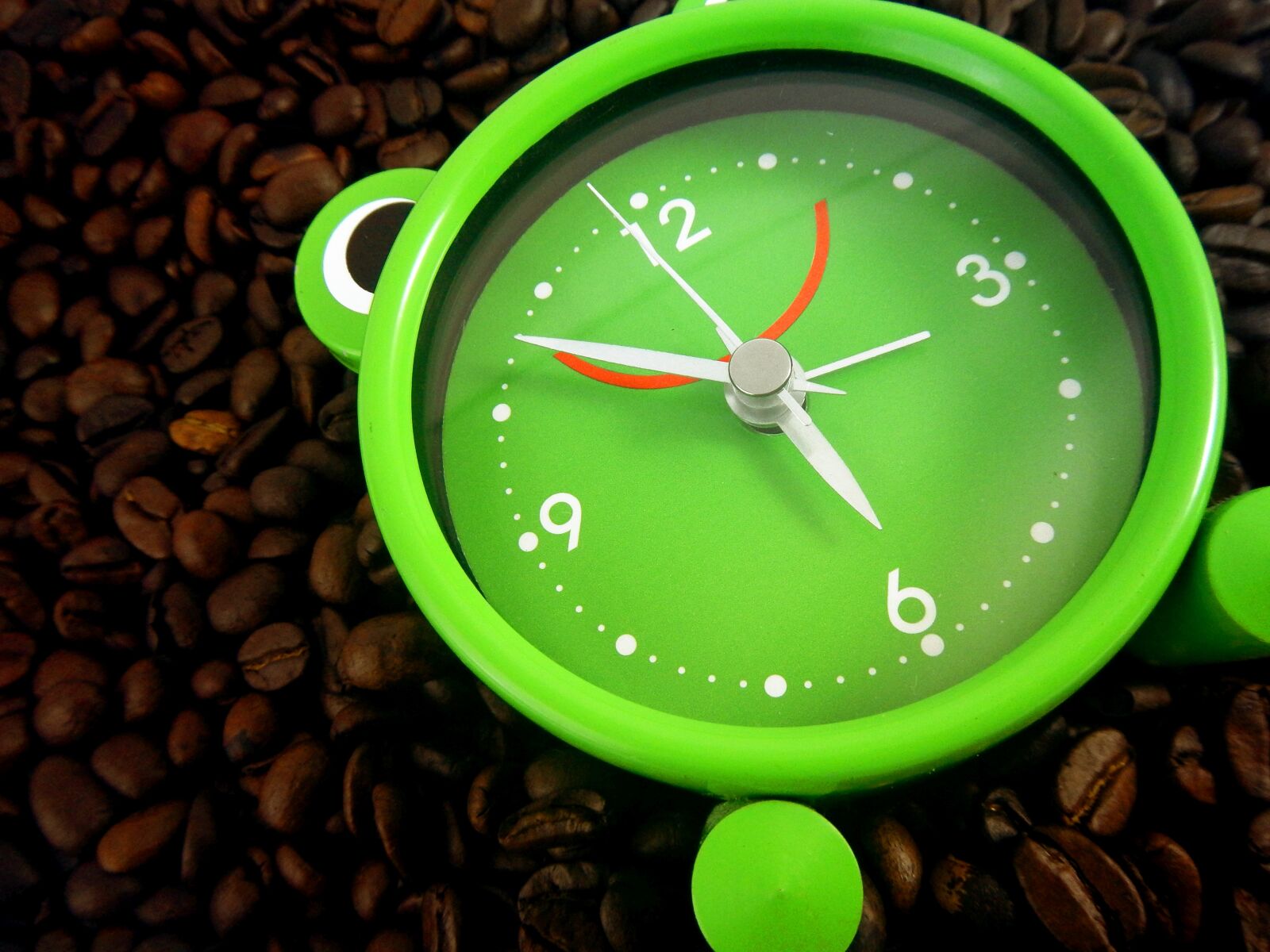 Nikon Coolpix AW110 sample photo. Coffee, clock, frog photography