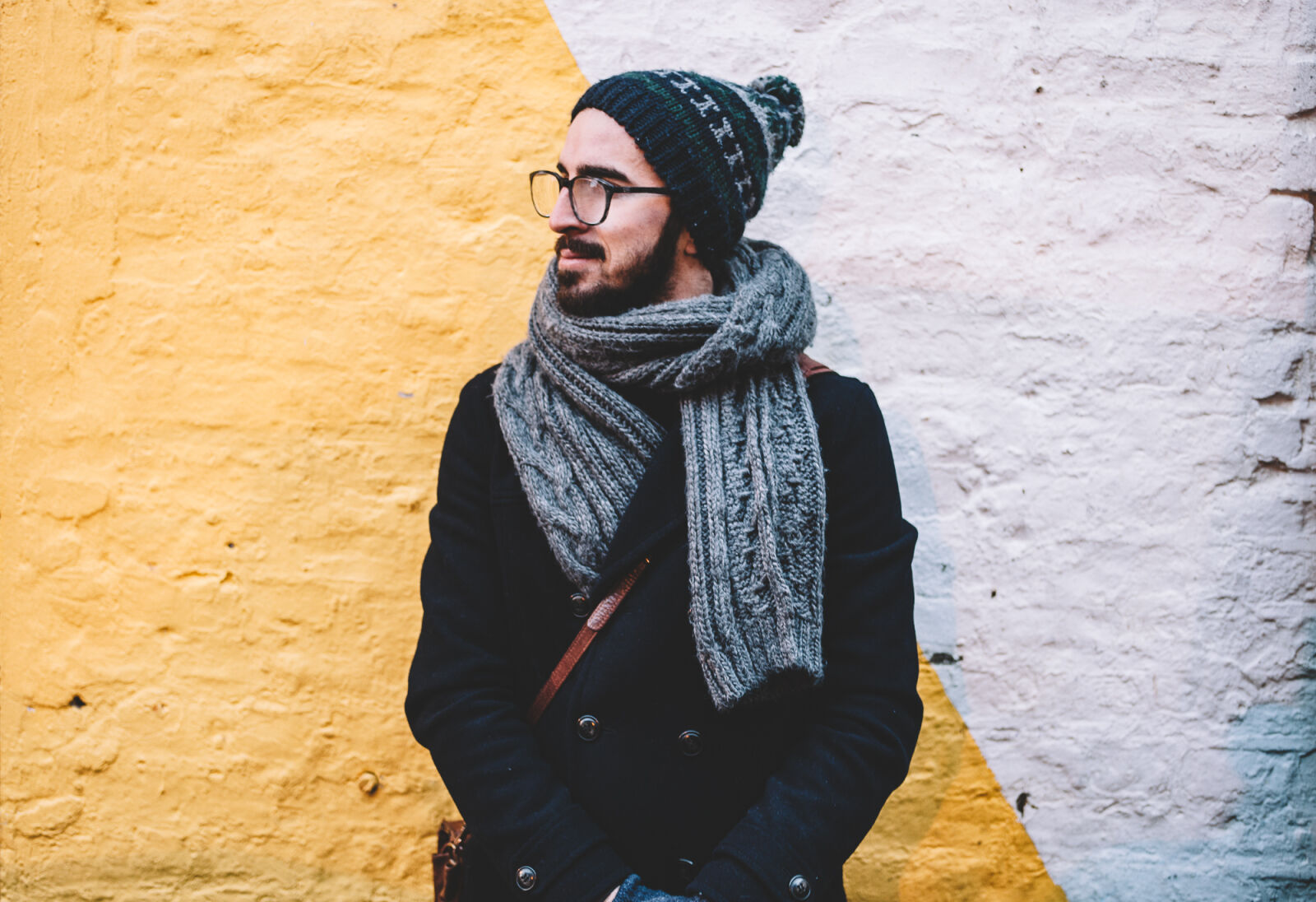 Canon EF 28-70mm f/2.8L USM sample photo. Adult, beanie, beard, coat photography