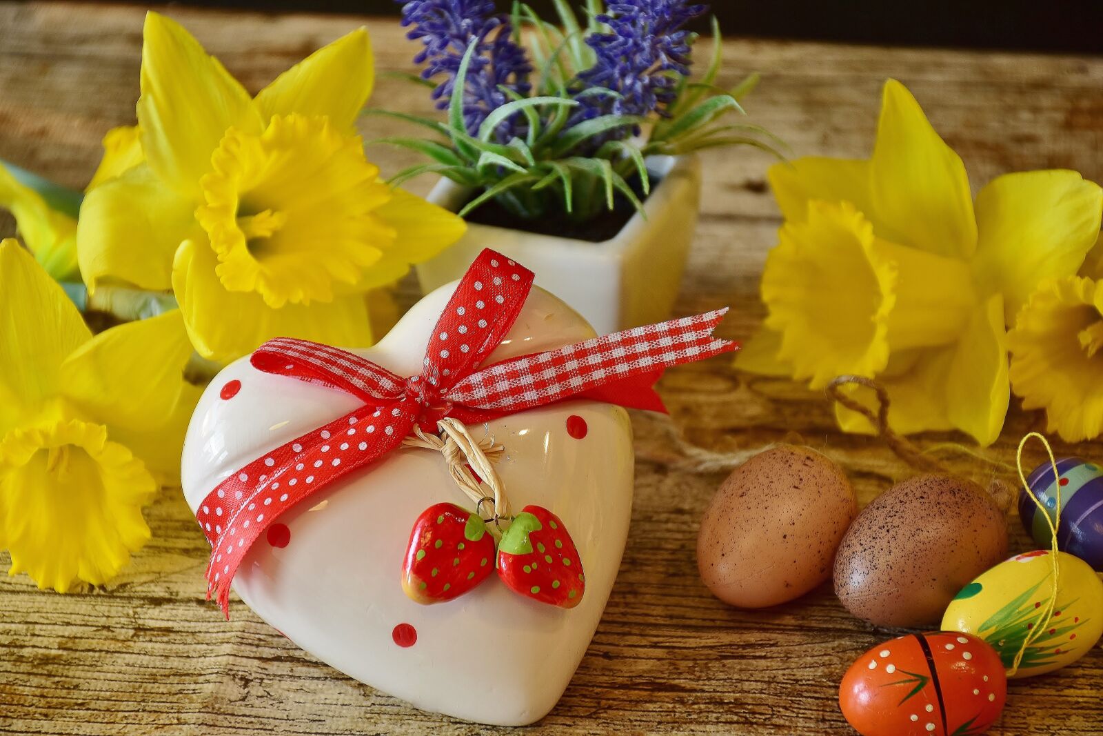 Nikon D7200 sample photo. Heart, daffodils, gift photography