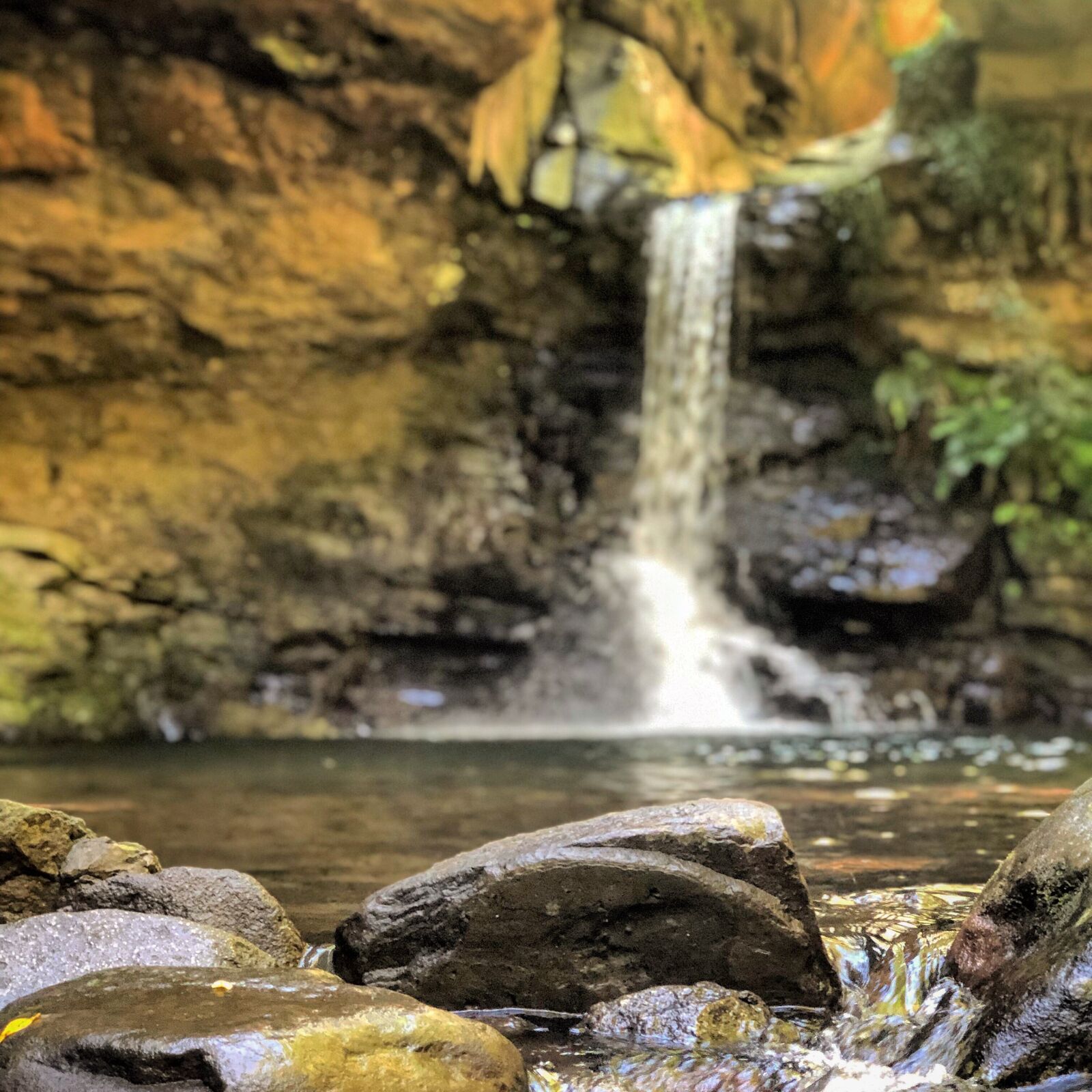 iPhone 8 Plus back dual camera 6.6mm f/2.8 sample photo. Waterfall, rocks, forest photography