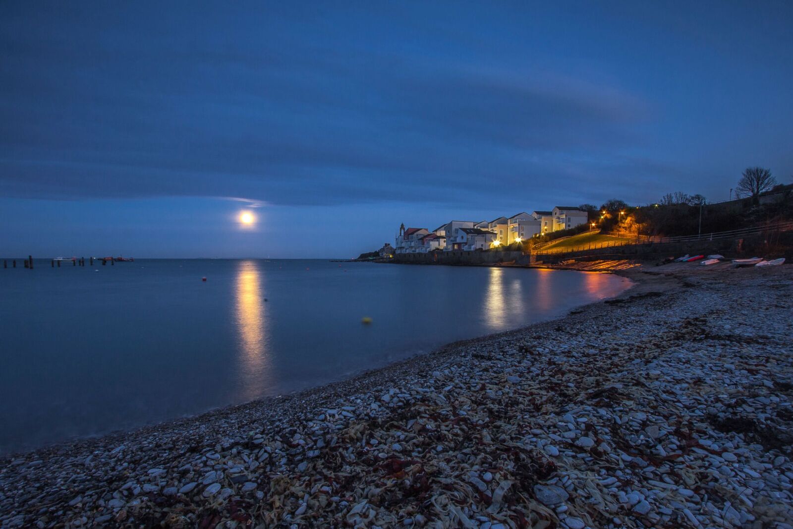 Canon EOS 60D sample photo. Supermoon, ocean, swanage bay photography