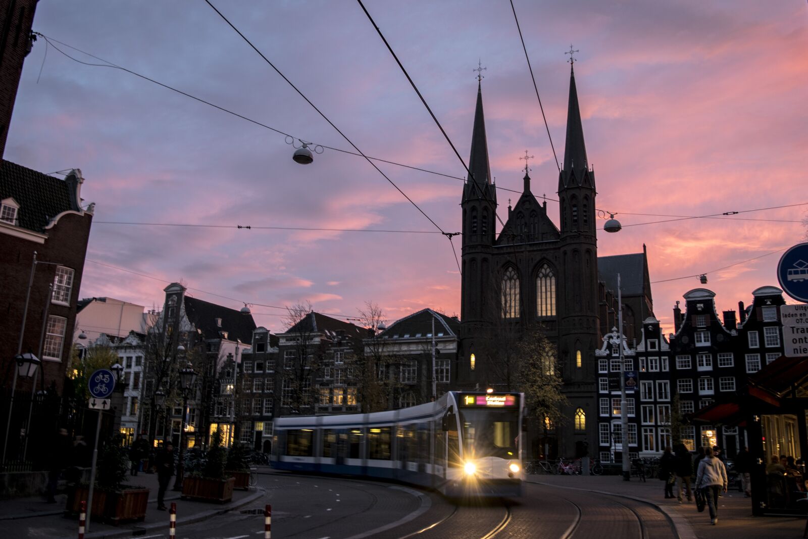 Nikon D3300 sample photo. Amsterdam, tram, church photography