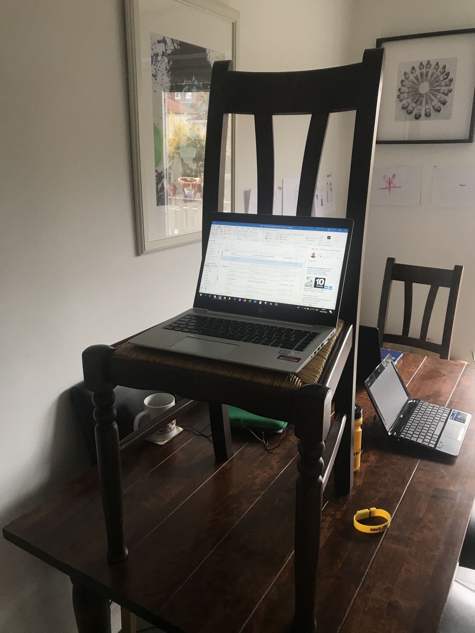 iPhone 7 back camera 3.99mm f/1.8 sample photo. Chair, laptop, table photography