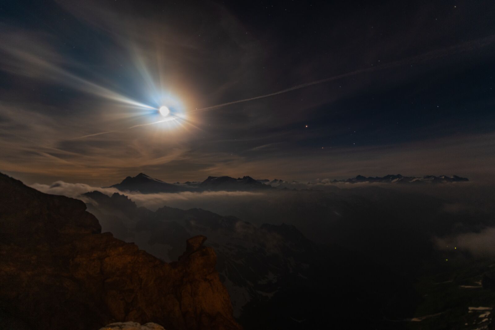 Nikon D850 sample photo. Mountains, night, full moon photography