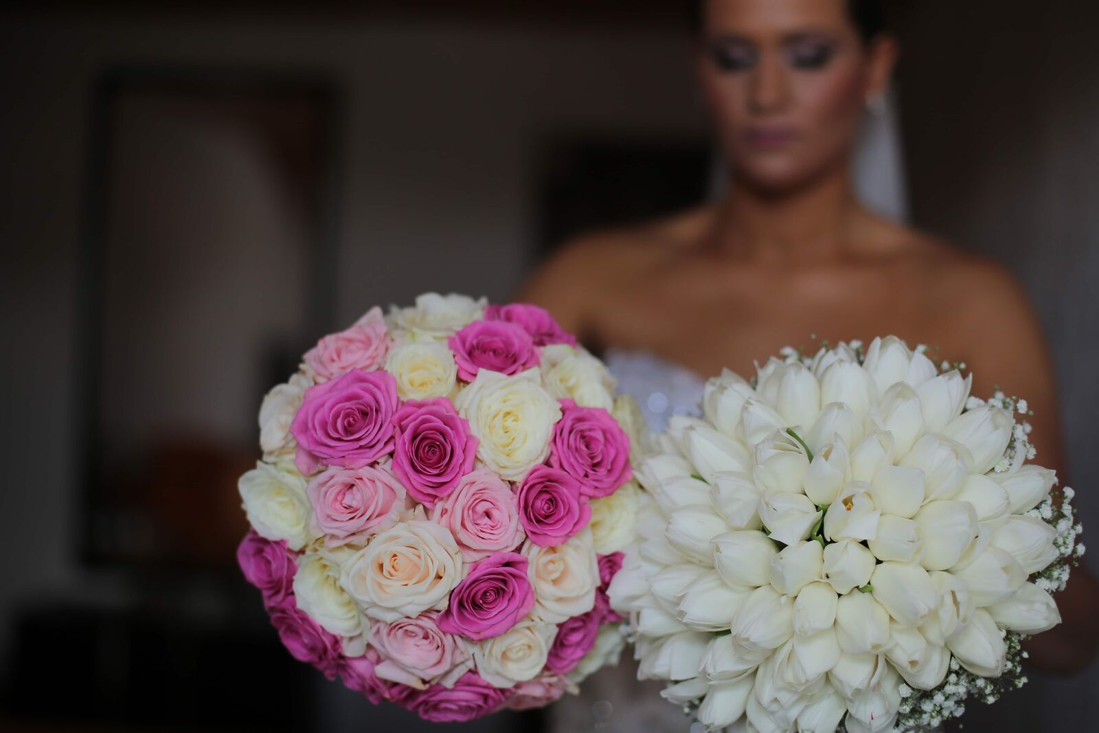 Canon EOS 5D Mark III + Canon EF 50mm F1.4 USM sample photo. Wedding bouquet, bride, blurry photography