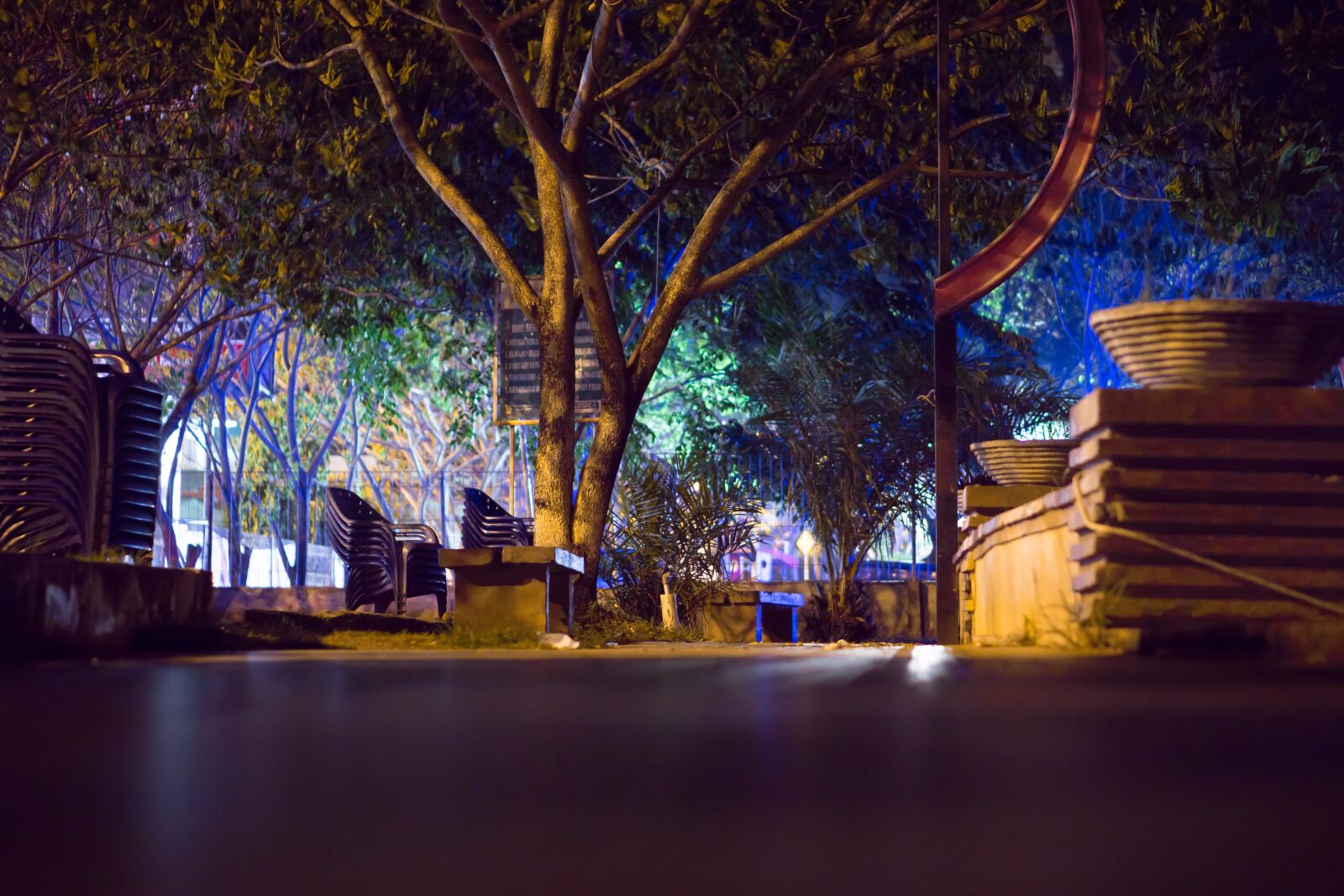 E 50mm F1.8 OSS sample photo. Night, park, travel photography