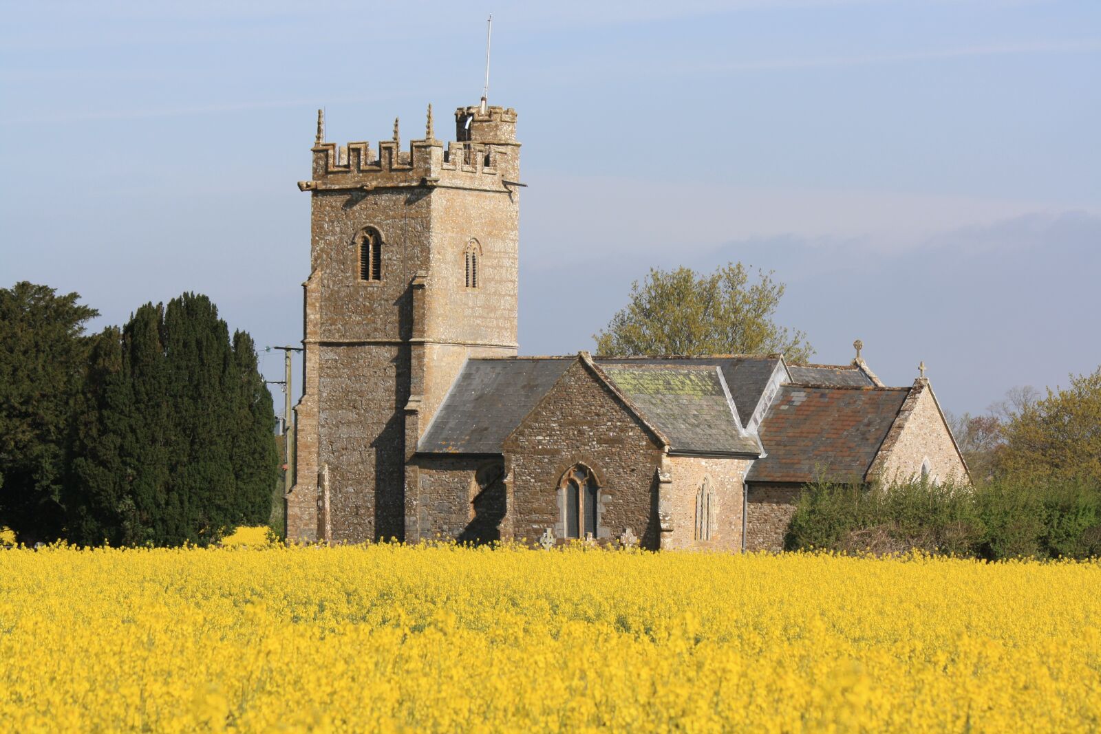 Canon EOS 1000D (EOS Digital Rebel XS / EOS Kiss F) sample photo. Church, oil seed rape photography