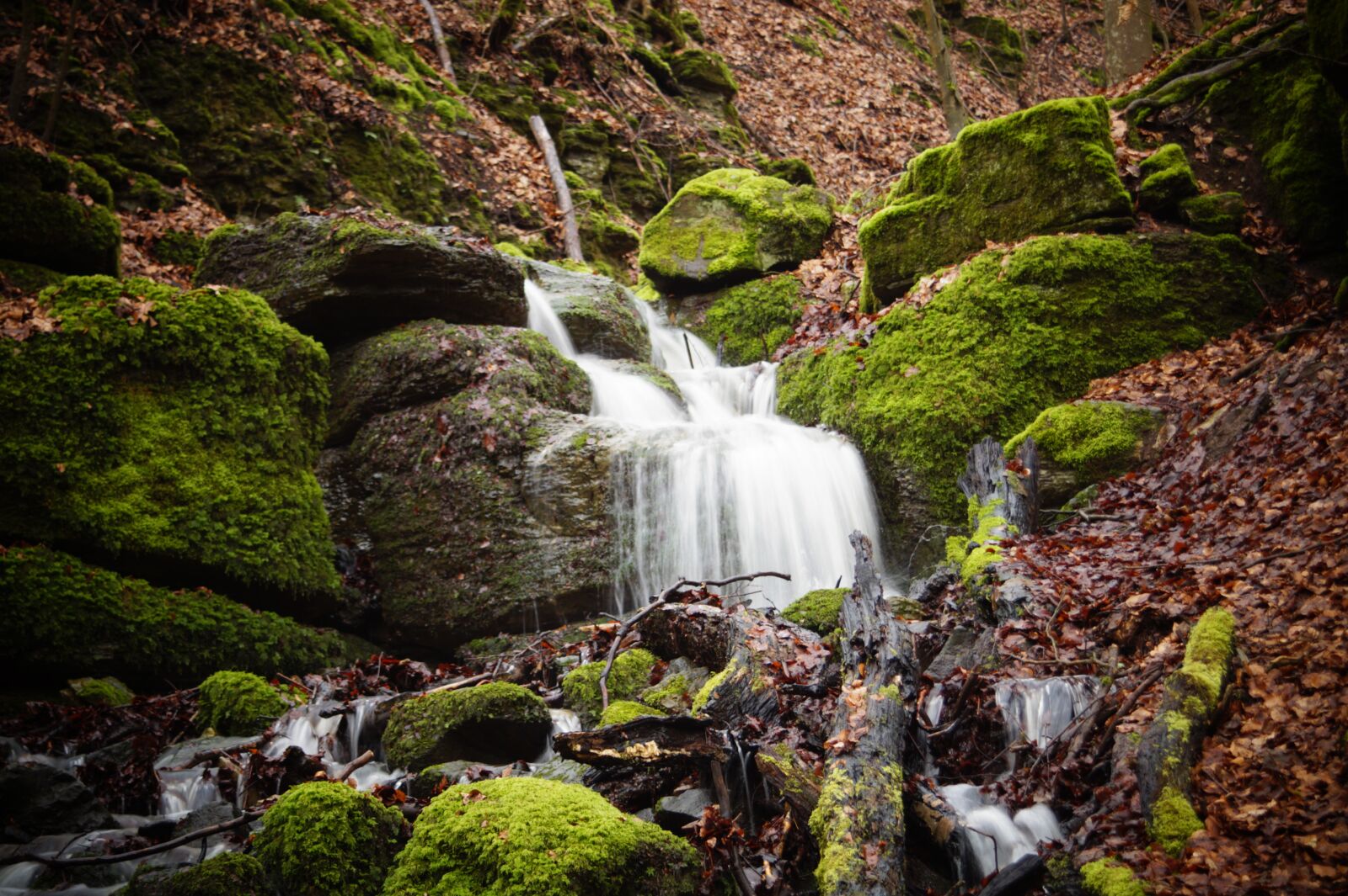 Sony SLT-A58 sample photo. Waterfall, stones, mohs photography