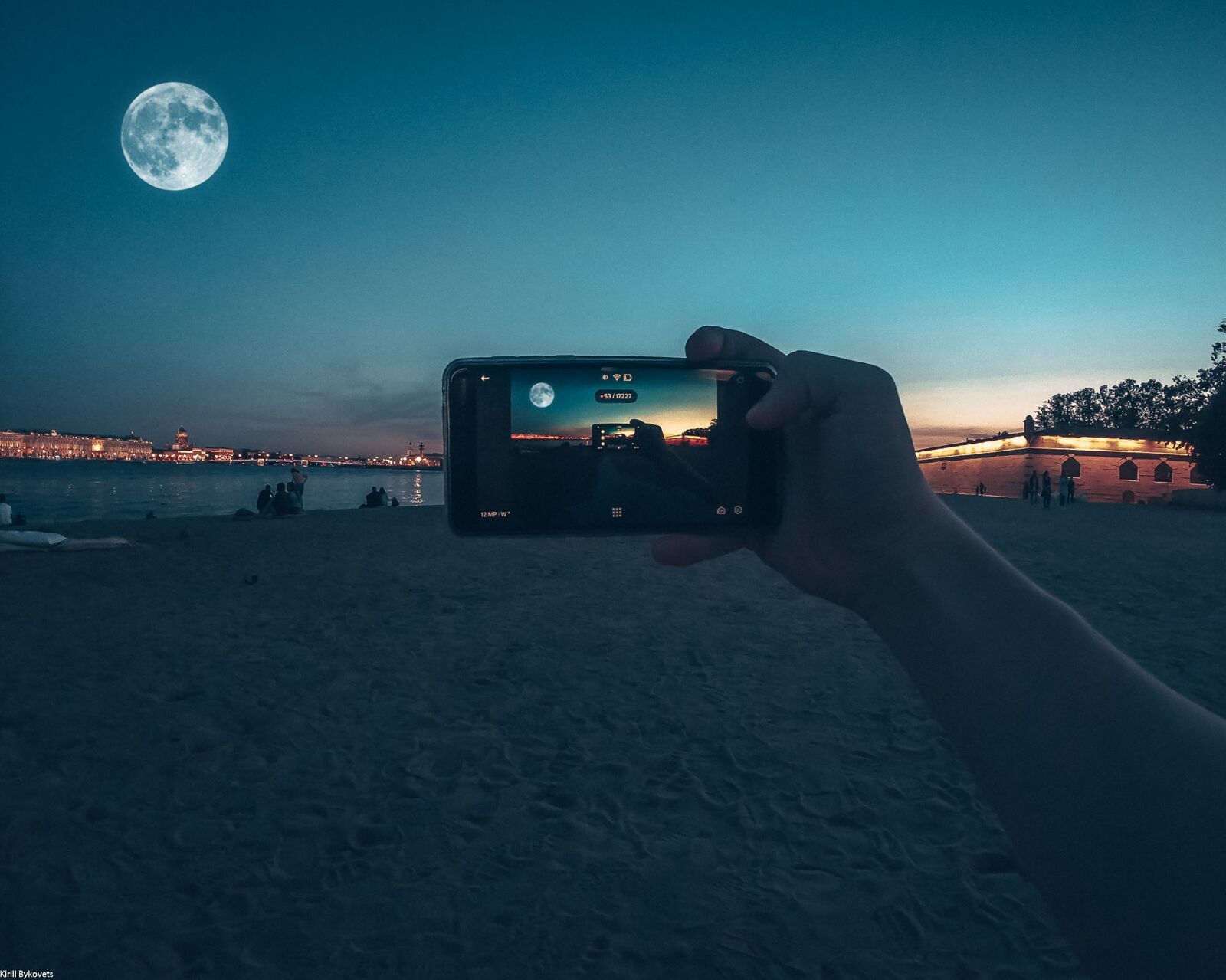 GoPro Hero7 Black sample photo. Moon, beach, moonlight photography