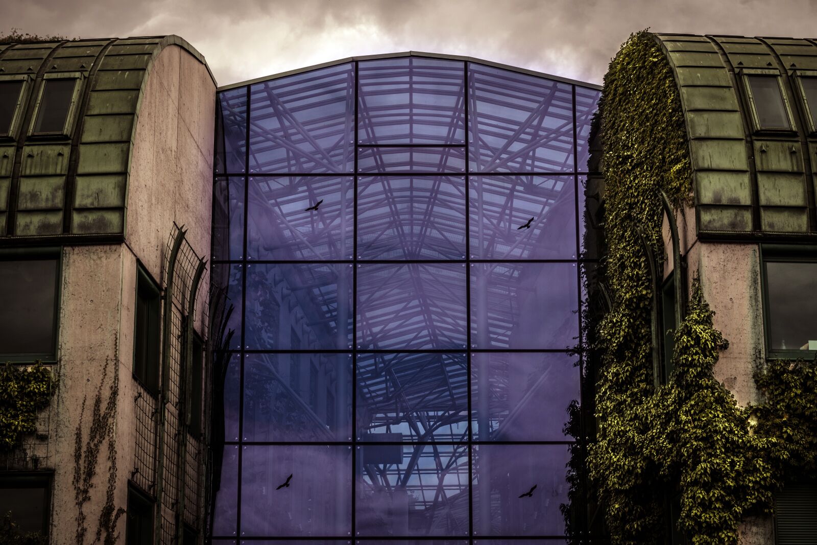 A Series Lens sample photo. The glass house, architecture photography
