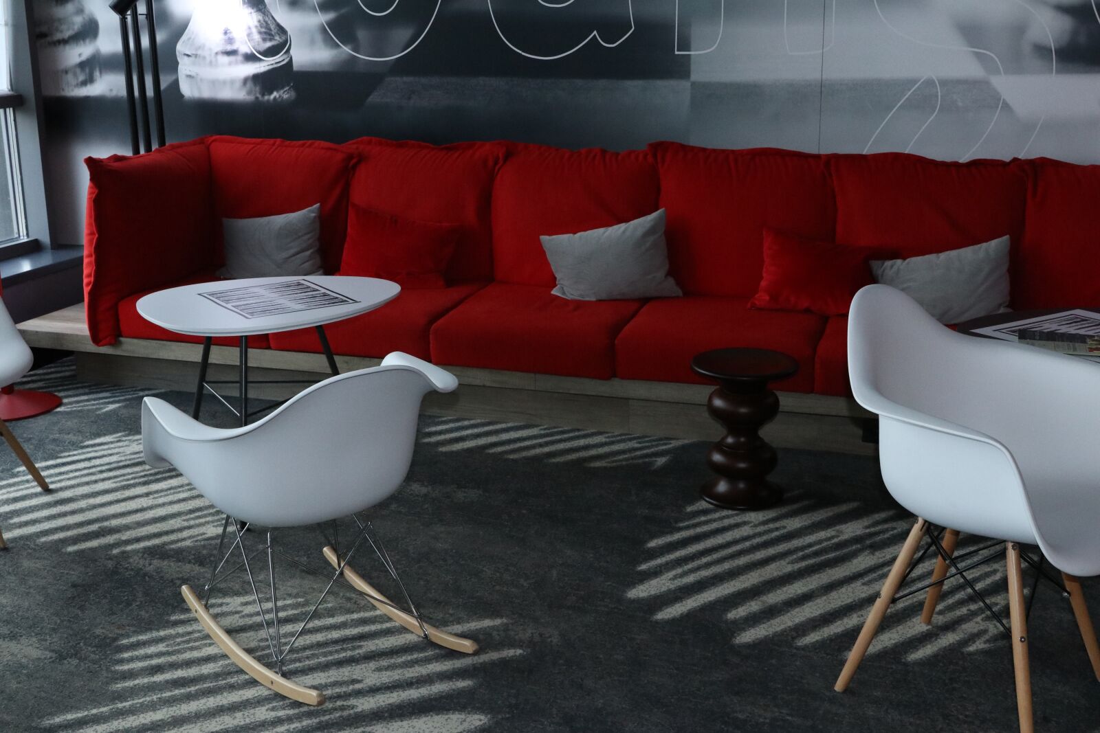 Canon EF 24-70mm F2.8L II USM sample photo. Design, red sofa, chair photography