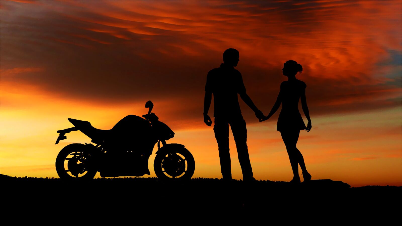 Panasonic Lumix DMC-FZ200 sample photo. Sunset, motorcycle, couple photography