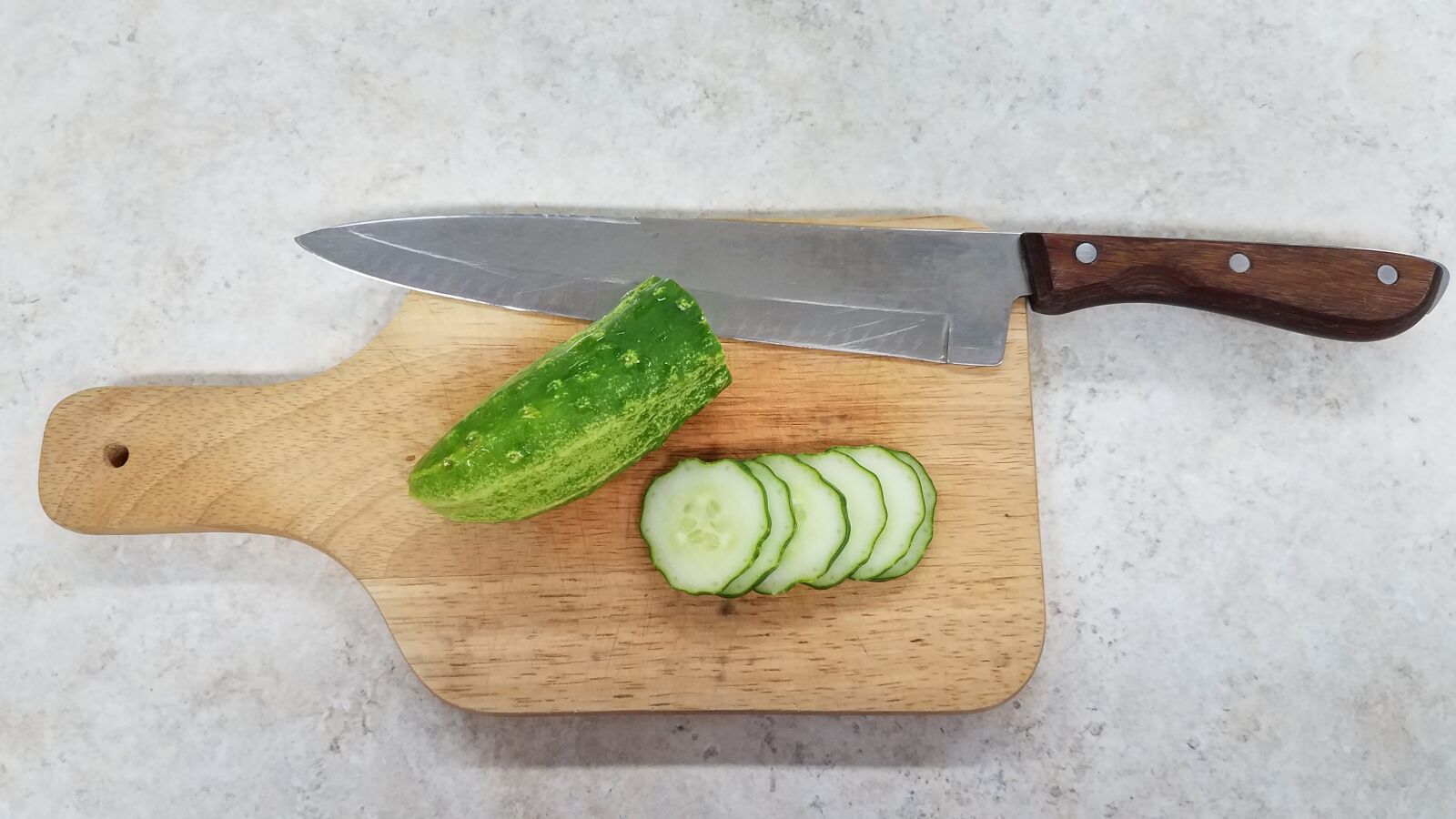 Samsung Galaxy S7 sample photo. Cucumbers, cutting board, food photography