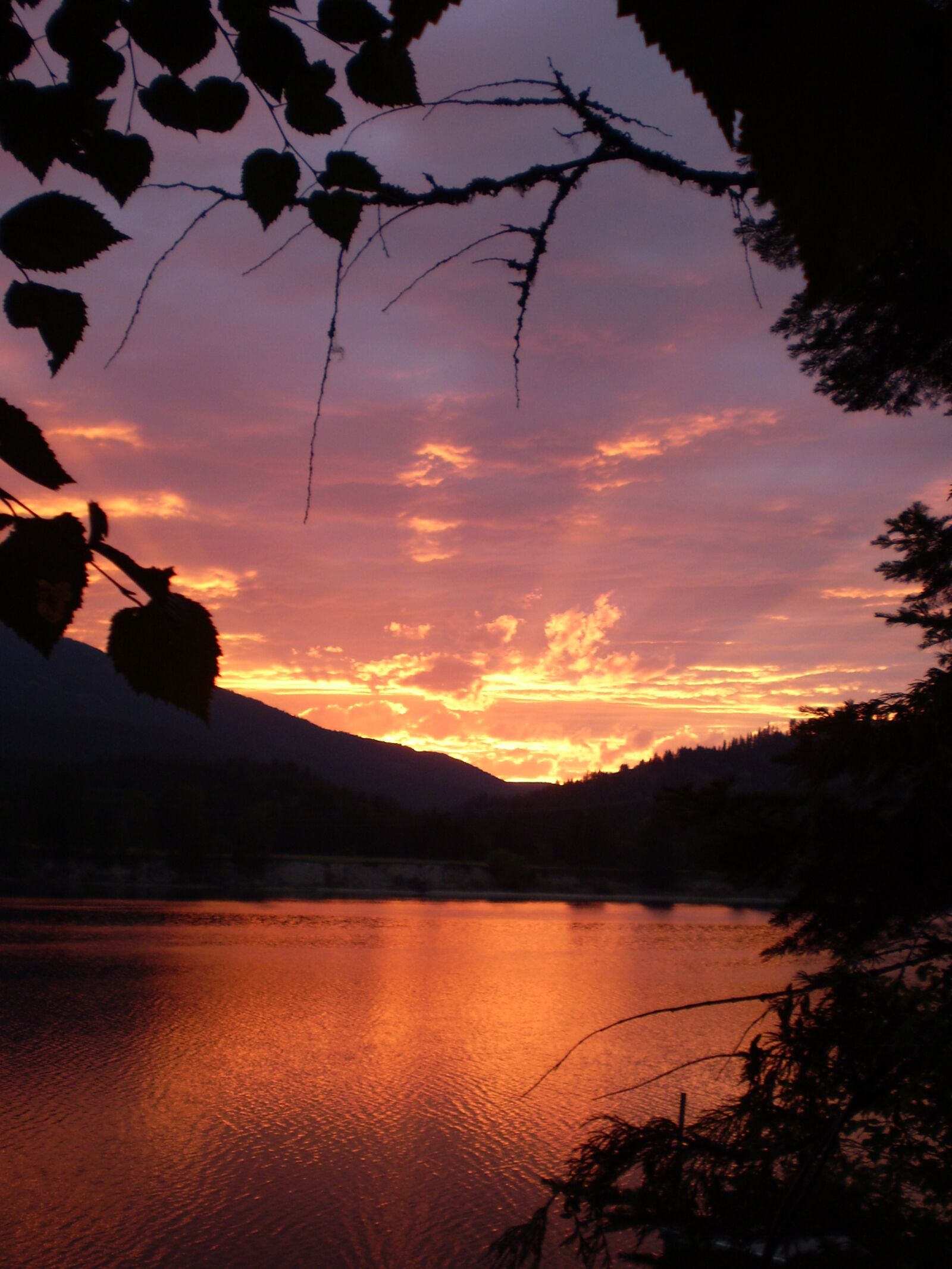 Olympus FE210,X775 sample photo. Sunset, river, fires photography