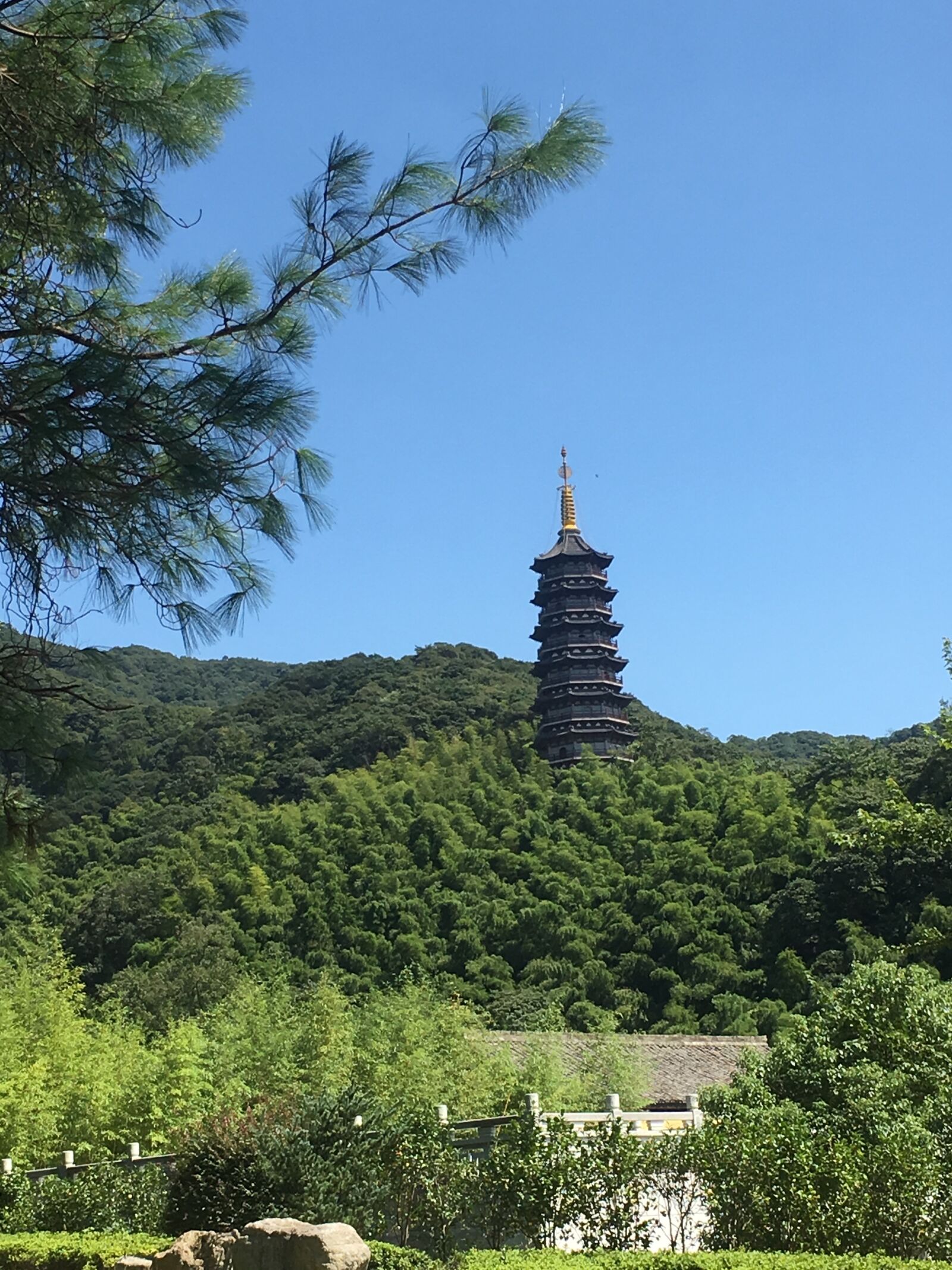 Apple iPhone 6s sample photo. Chinese, pagoda, dark, green photography