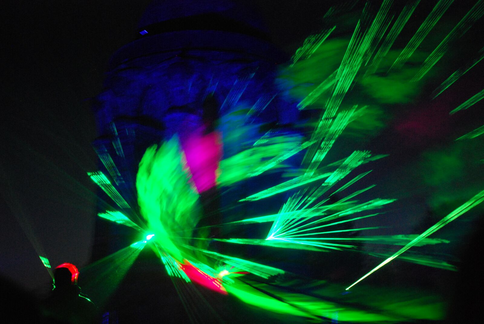 Nikon D60 sample photo. Laser show, green, night photography