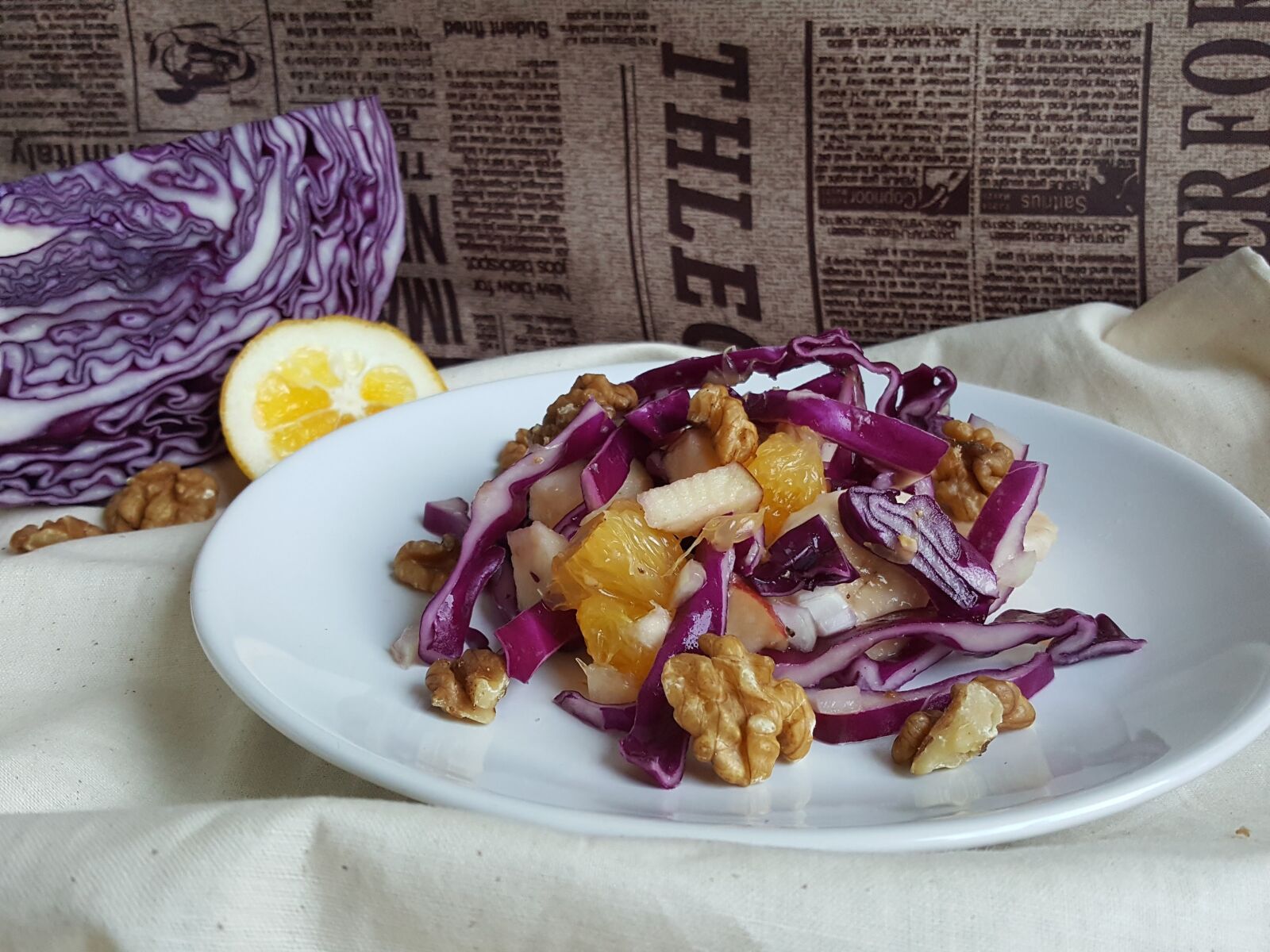 Samsung Galaxy S6 sample photo. Red cabbage, oranges, salad photography