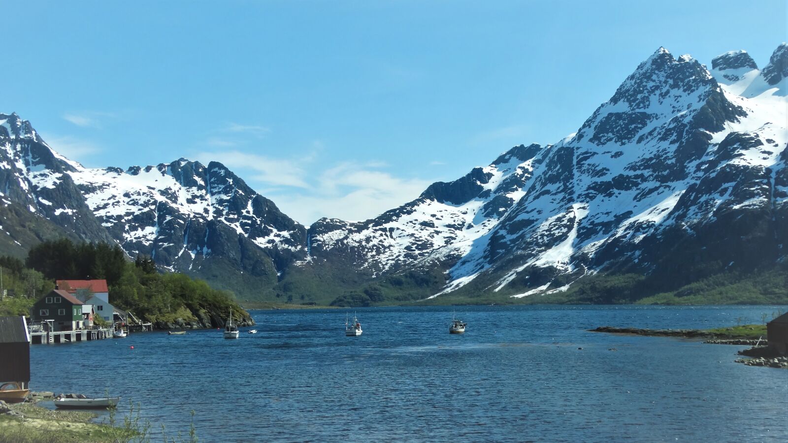 Sony Cyber-shot DSC-HX300 sample photo. Fjord, boats, mountains photography