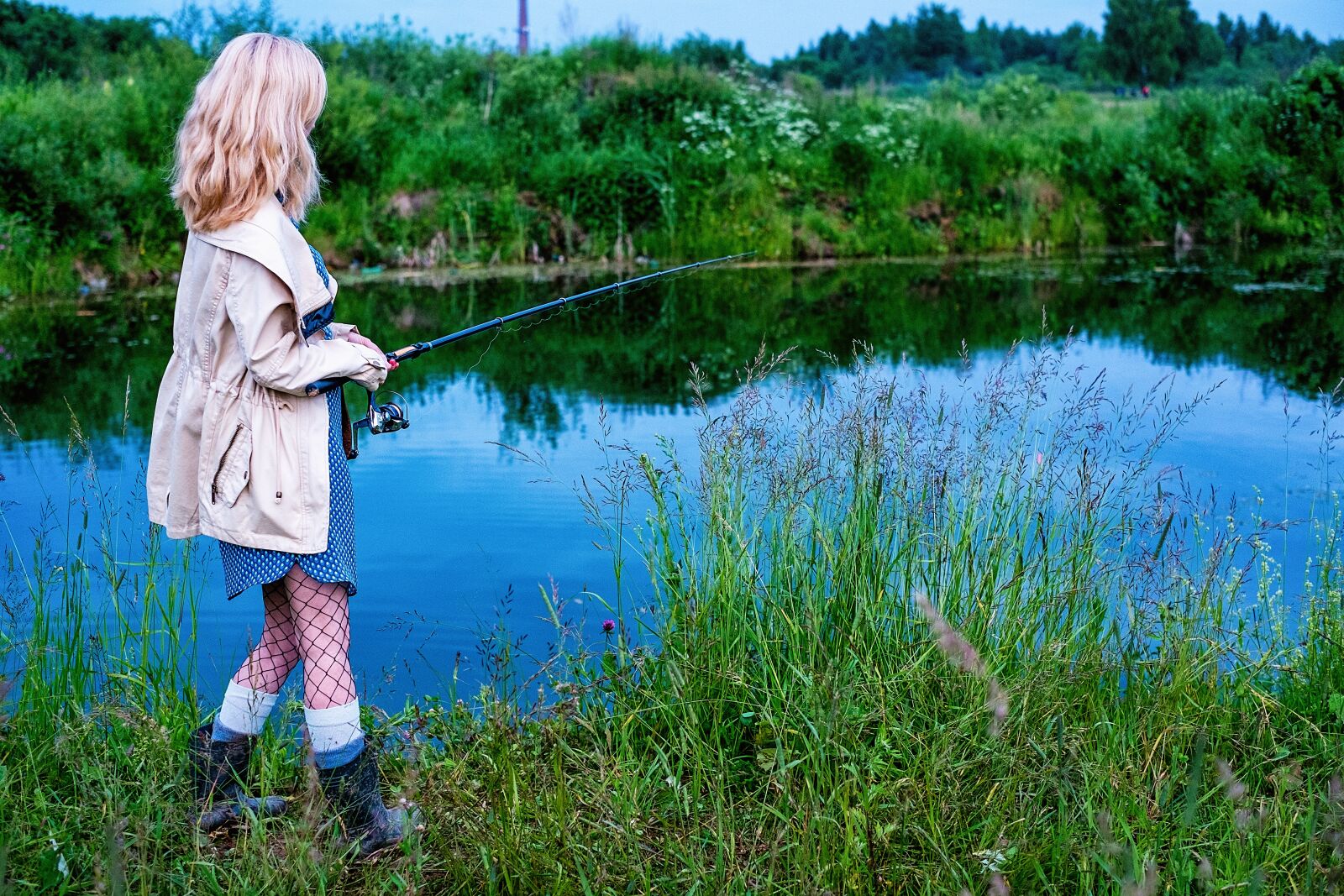 Fujifilm X-E1 sample photo. Girl, fishing, rod photography