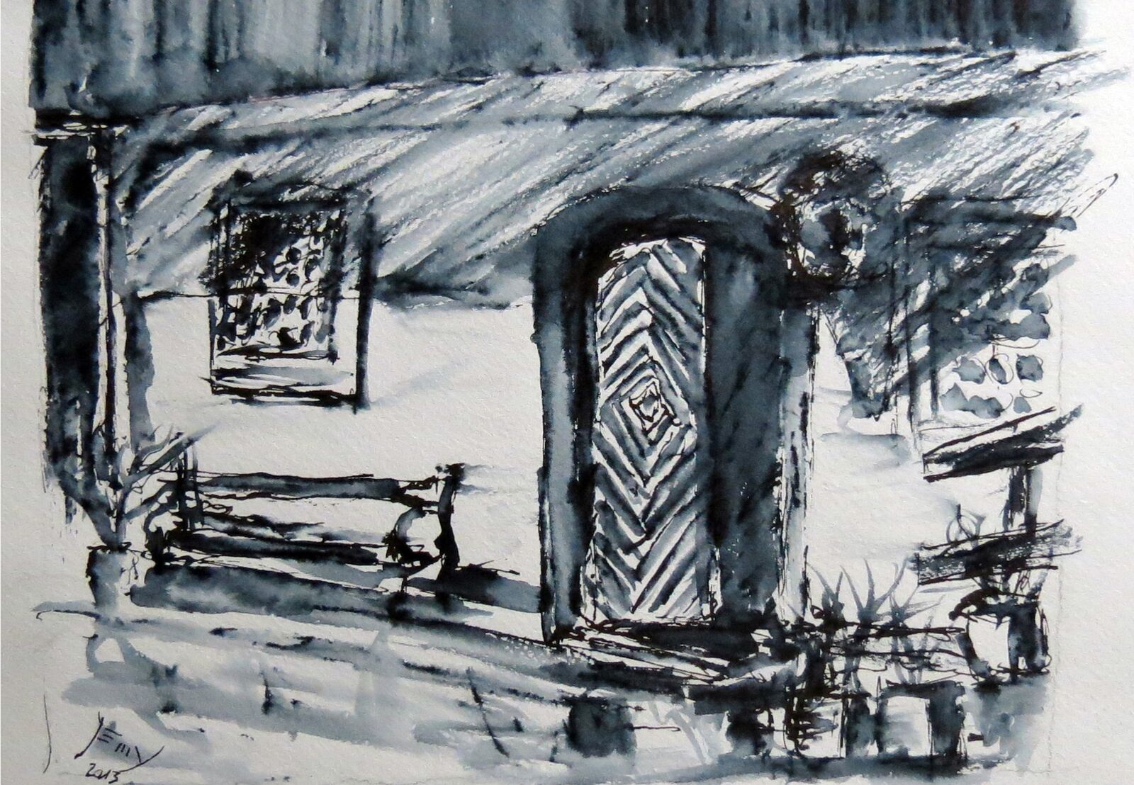 Canon PowerShot SX40 HS sample photo. Farmhouse, watercolour, painting photography