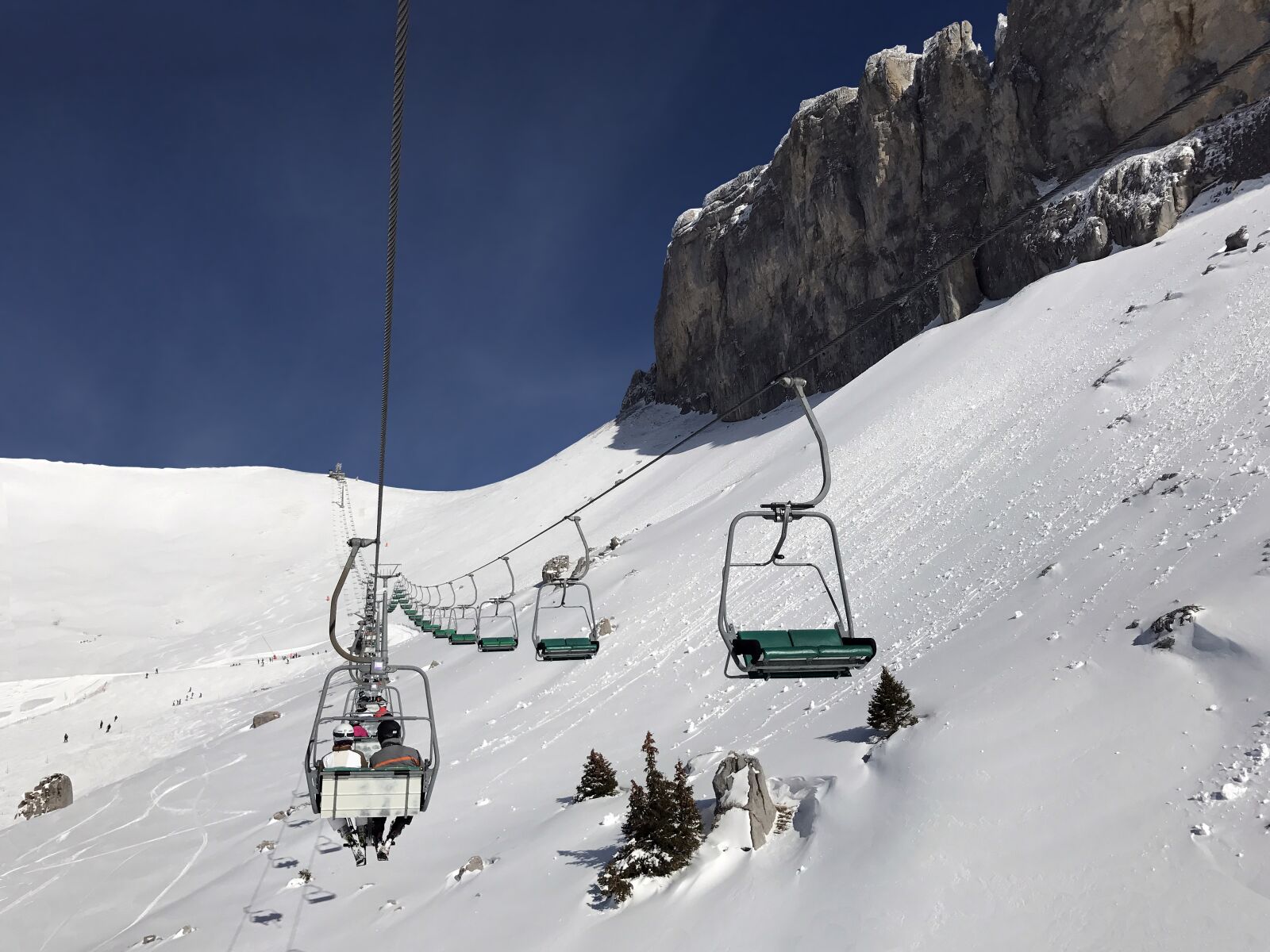 Apple iPhone 7 sample photo. Chair lift, mountain, snow photography