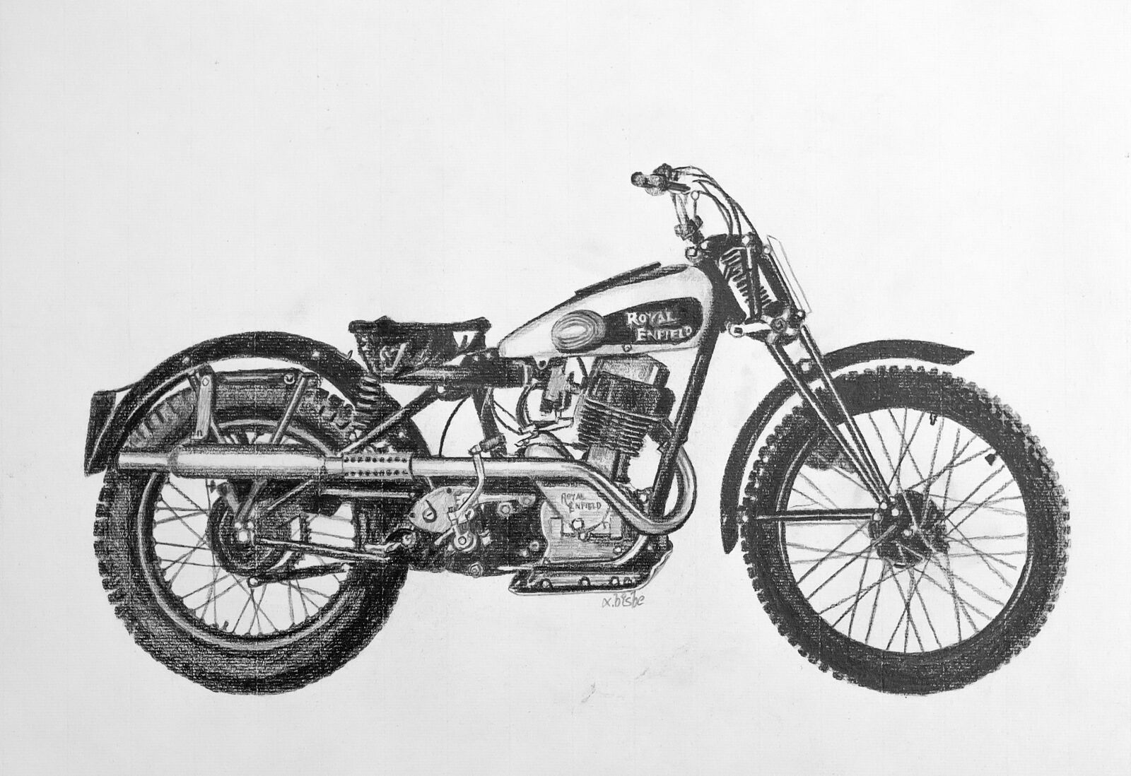Nikon D3200 sample photo. Royal enfield, pencil drawing photography