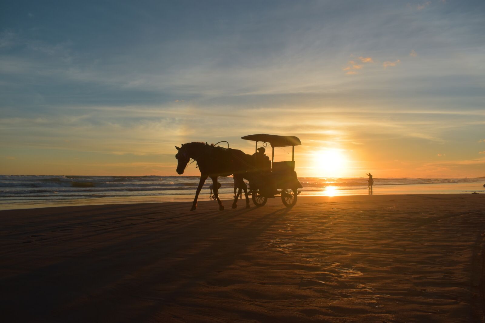 Nikon D3400 sample photo. Sunset, silhouette, beach photography