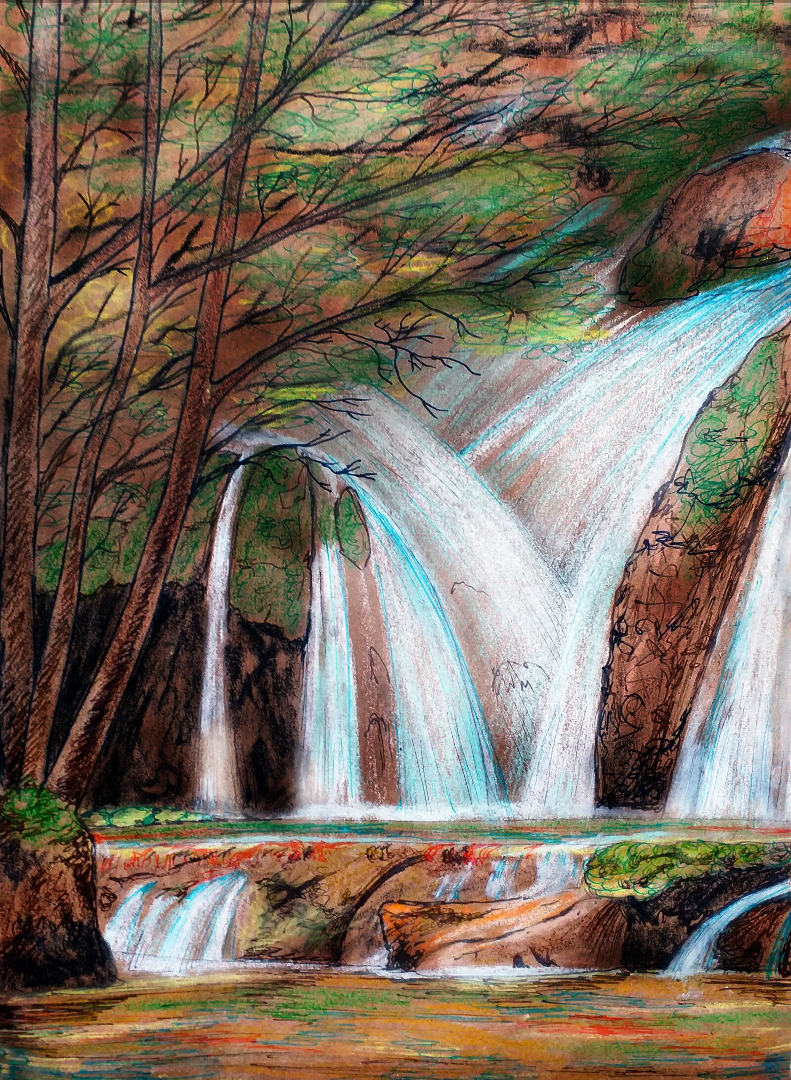 Samsung Galaxy J4+ sample photo. Waterfall, illustration, figure photography