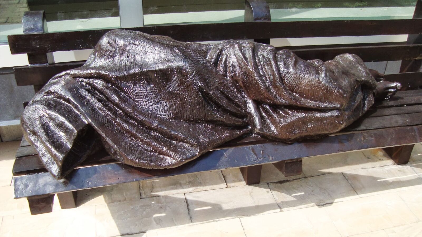 Sony Cyber-shot DSC-W120 sample photo. Homeless, statue, city streets photography