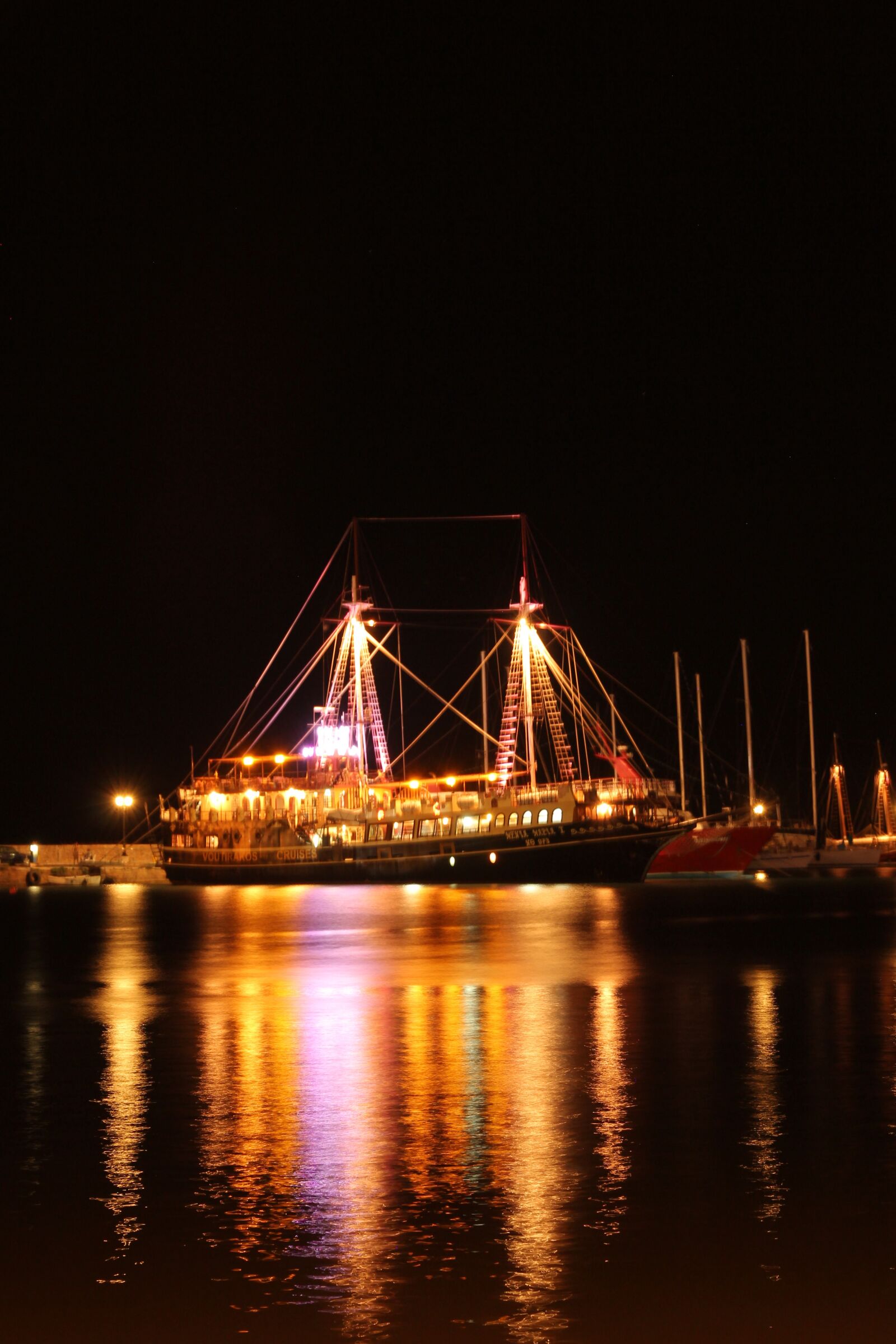 Sigma 17-70mm F2.8-4 DC Macro OS HSM sample photo. Night, cruise ship, sailboat photography