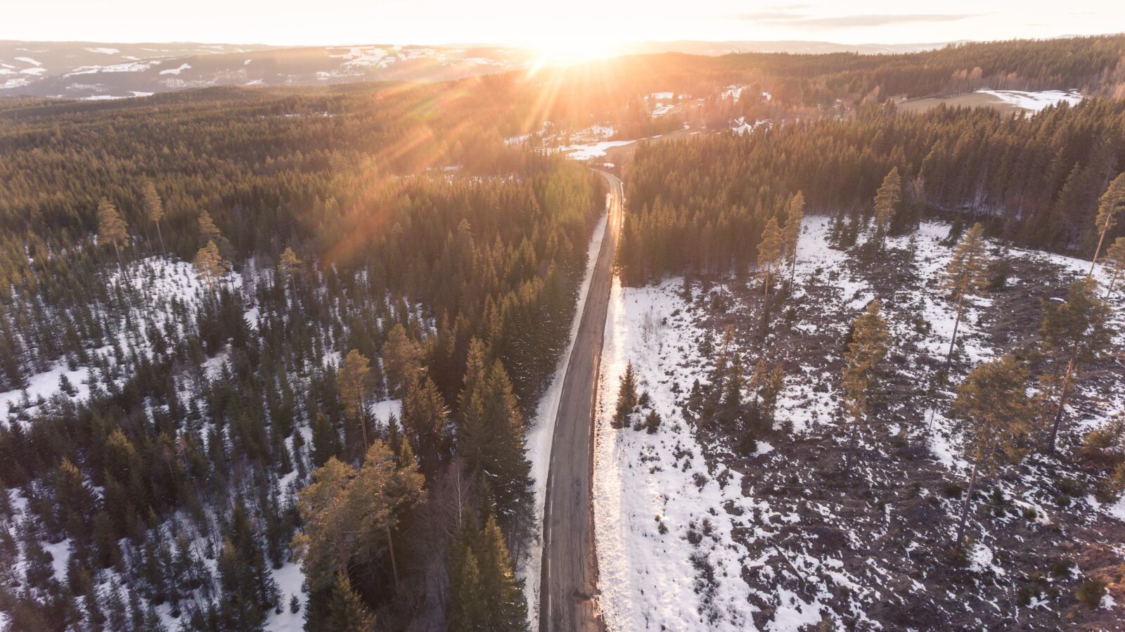 DJI FC330 sample photo. Aerial, road, sunset photography