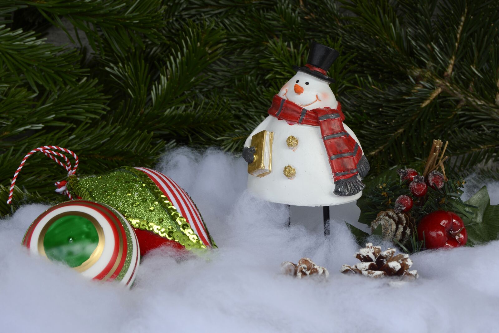 Nikon D7100 sample photo. Snowman, christmas, christmas balls photography