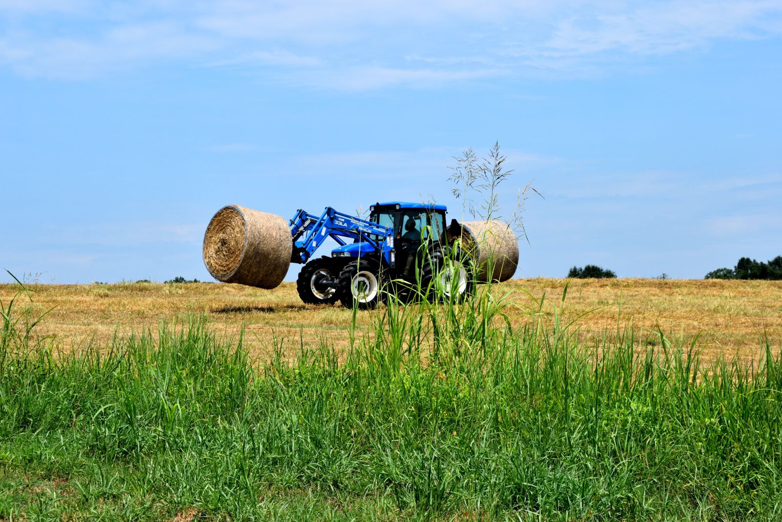 Nikon D3300 sample photo. Bales, hay, tractor photography